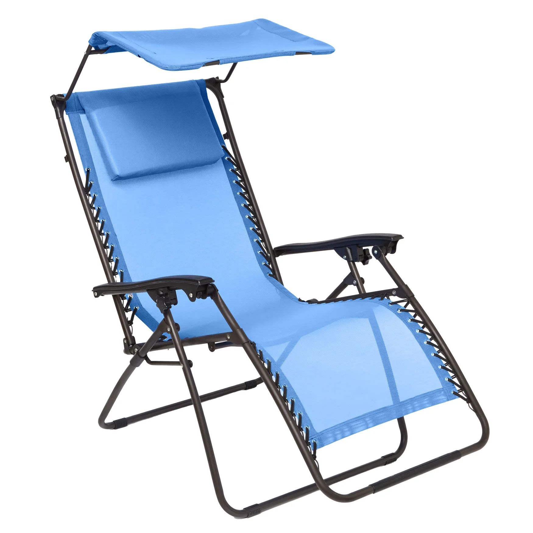 BrylaneHome 350 Lbs. Outdoor 350 Lbs. Weight Capacity Zero Gravity Adjustable Chair with Canopy Folding Patio Yard Lounger Chair