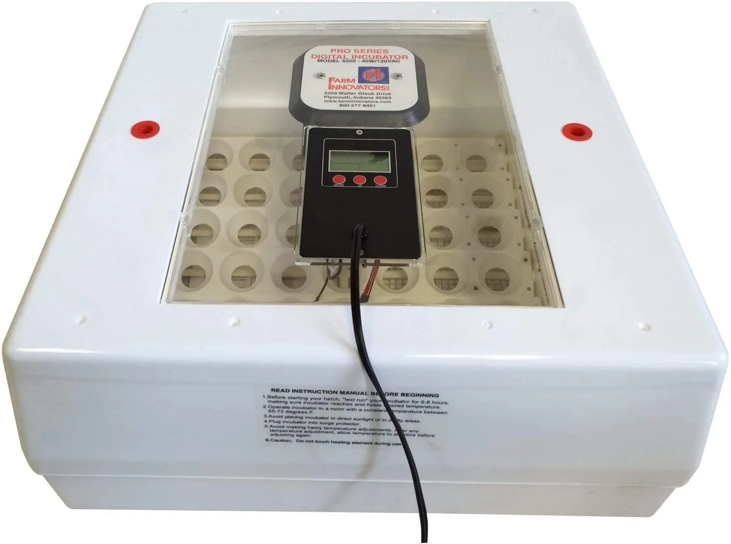 Farm Innovators Model 4250 Digital Circulated Air Incubator with Automatic Egg Turner,White Single Pack