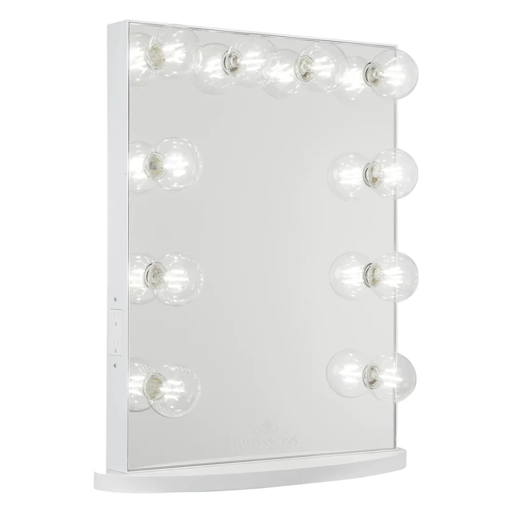 Impressions Vanity Hollywood Glow Lite Lighted Vanity Mirror, Tabletop or Wall Mounted Makeup Mirror (White)