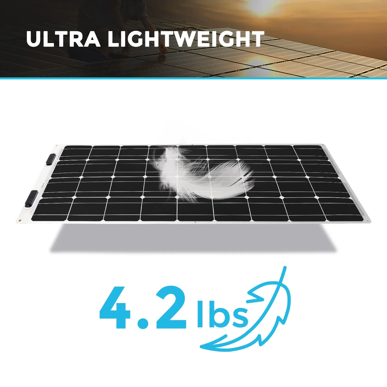 Renogy Flexible Solar Panel 100 Watt 12 Volt Monocrystalline Flexible Bendable Mono Off-Grid Charger for Marine RV Cabin Van Car Uneven Surfaces