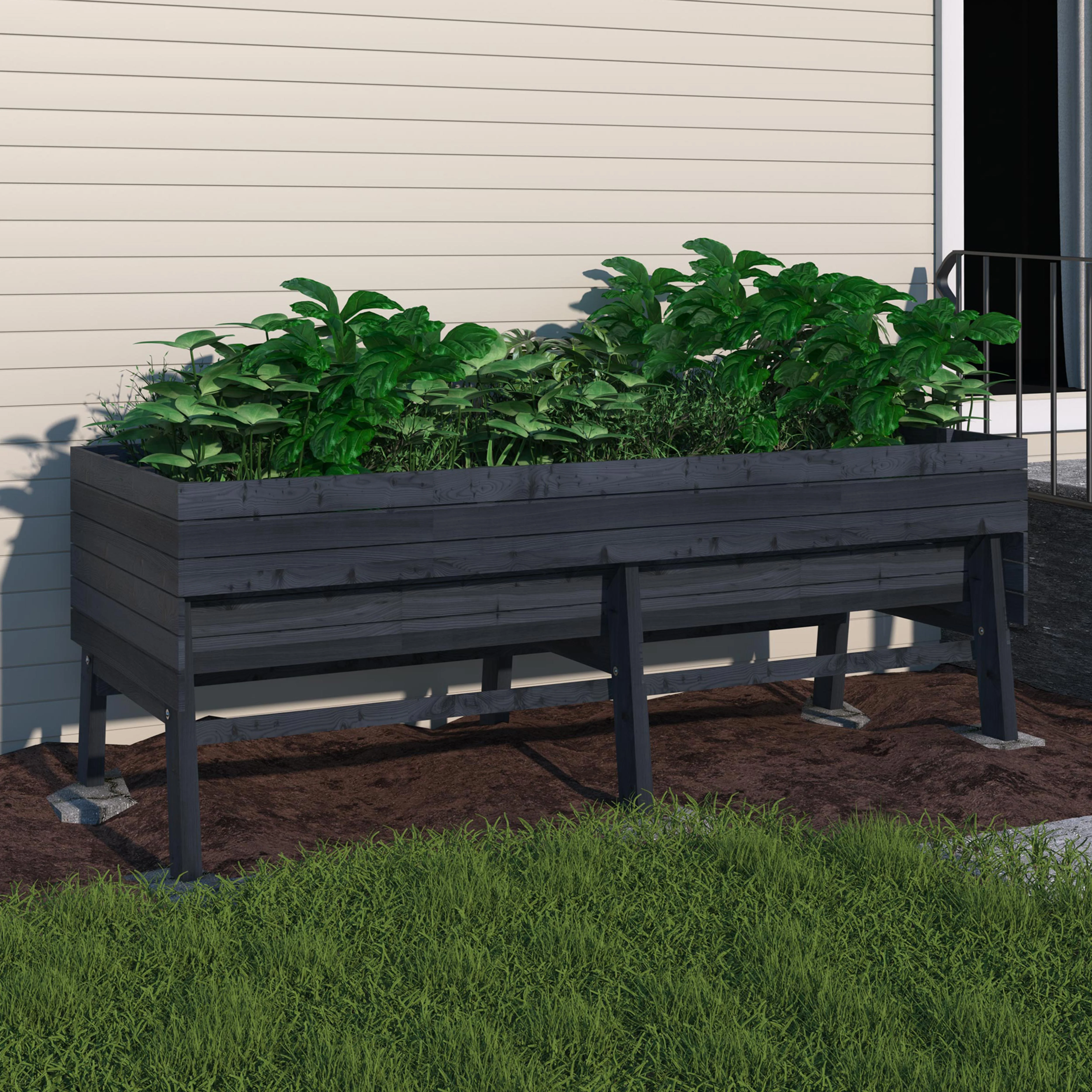 VEIKOUS 6x3x2 ft Raised Garden Bed, Large Planter Boxes with Liners for Outdoor Flower Bed, Grey