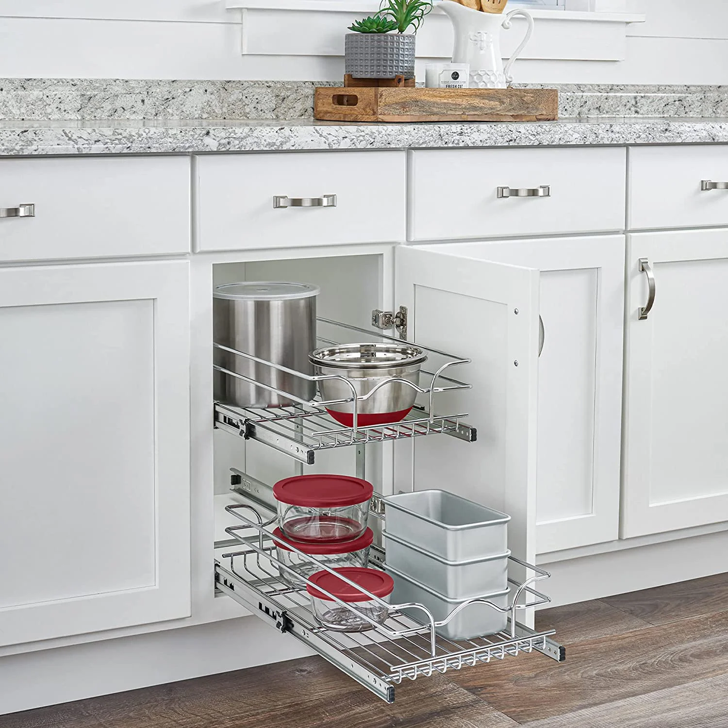 Rev-A-Shelf 2-Tier Kitchen Cabinet Pullout Shelf and Drawer Organizer Slide Out Pantry Storage Basket in Multiple Sizes, 9 x 22 In, -1