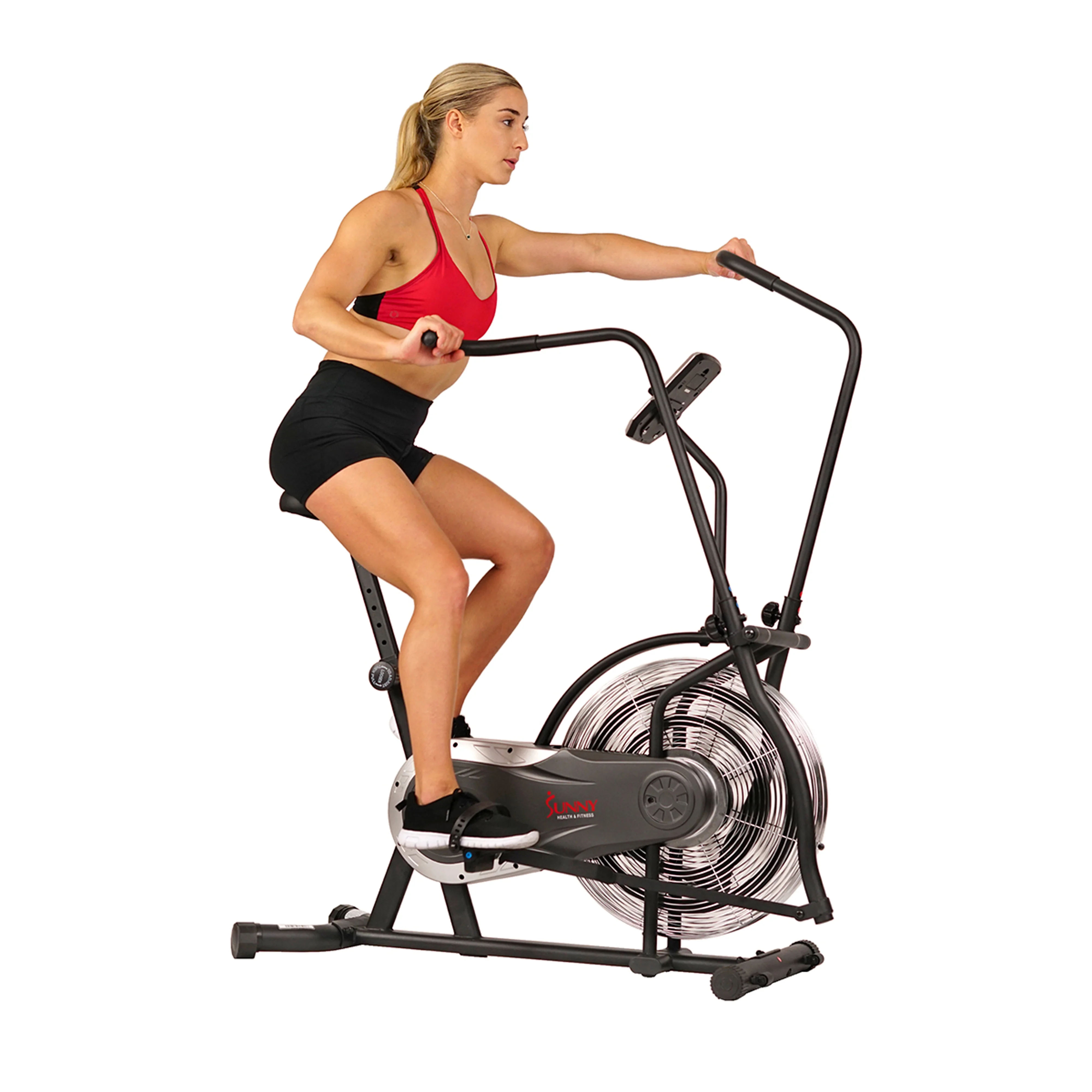 Sunny Health & Fitness Zephyr Air Bike, Adaptive Fan Resistance & Full Motion Arm Exercises Handlebars - SF-B2715