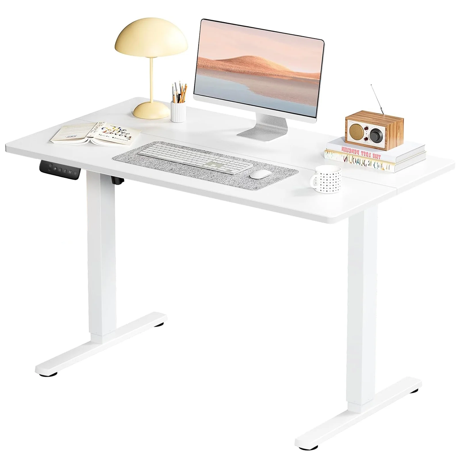 UNIFULL Standing Desk,Electric Height Adjustable Desk 48 x 24 Inches Sit Stand Desk Home Office Desk Whole-Piece Desk Board