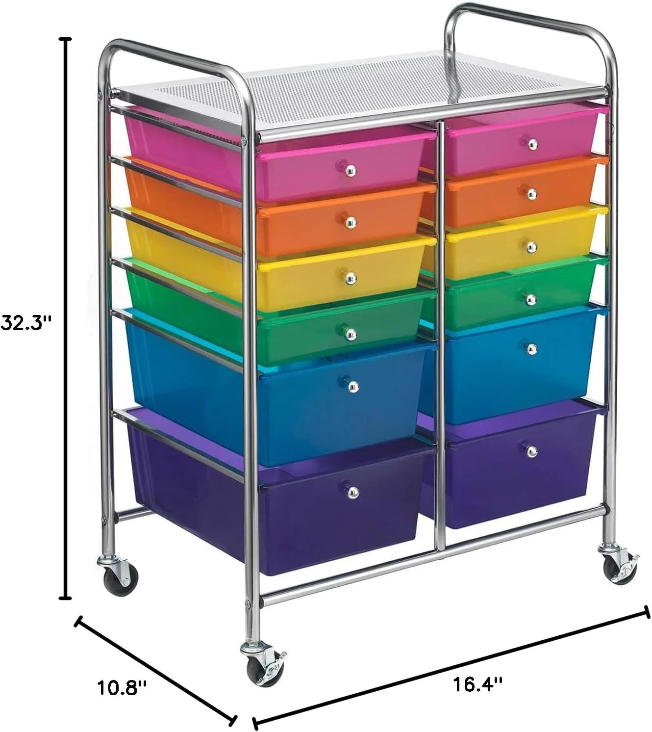 Multicolor 12 Drawer Rolling Cart by - Storage Cart for Crafting Supplies, Home, Office, School Organization - 1 Pack