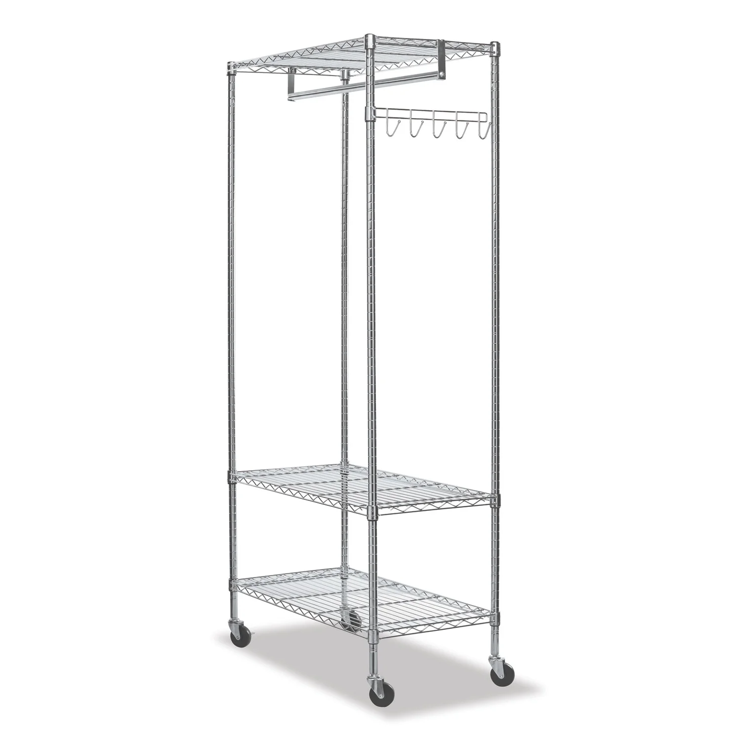 Alera ALEGR363618SR 36 in. W x 18 in. D x 75 in. H 30 Garments Wire Shelving Garment Rack - Silver