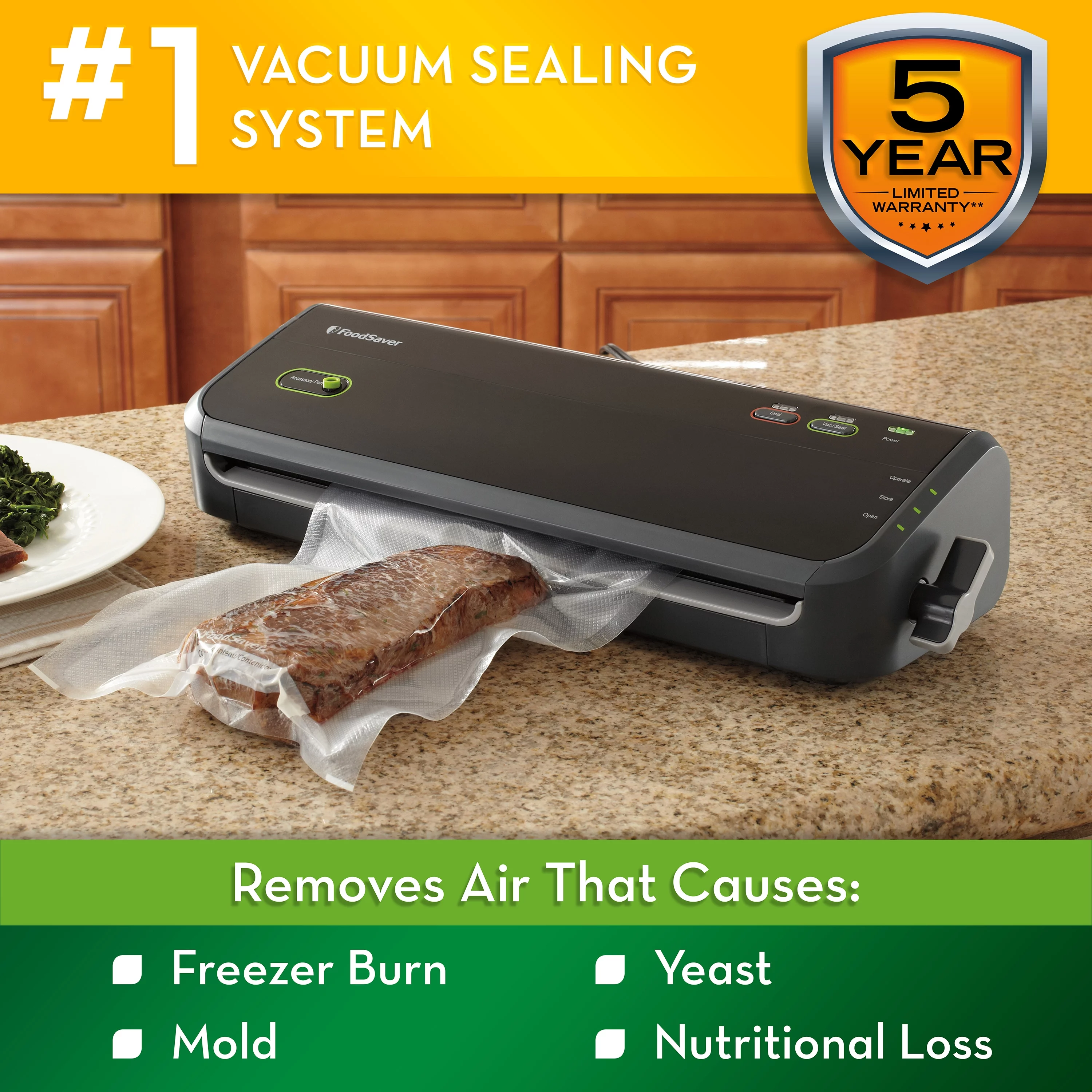 FoodSaver FM2000 Vacuum Sealer Machine with HandHeld Vaccum Sealer, Bags & Rolls,Bonus Pack, Black