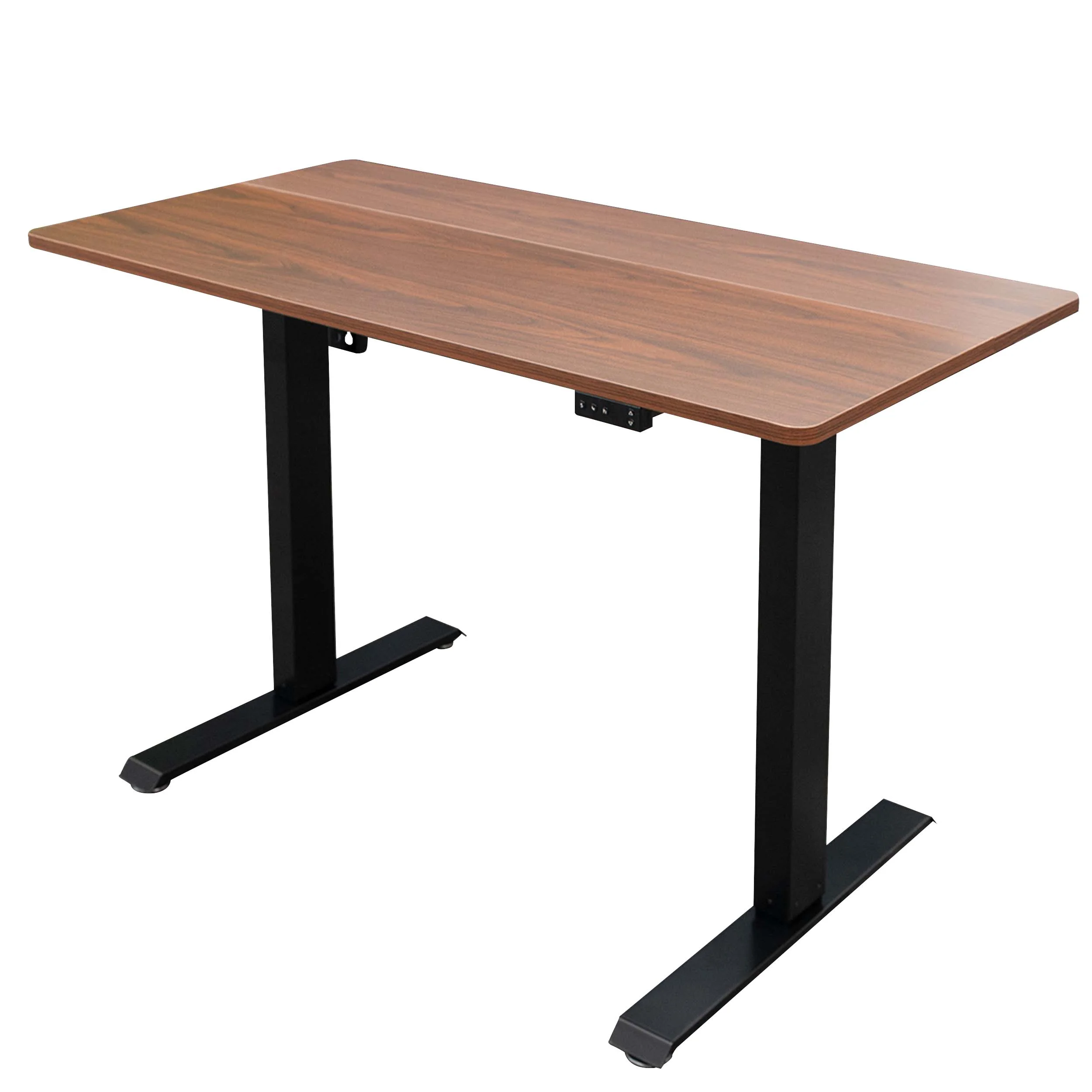 Stand Up Desk Store Programmable Electric Two-Tier Compact Standing Desk (Black Frame/Dark Walnut Desktop, 48” Wide)