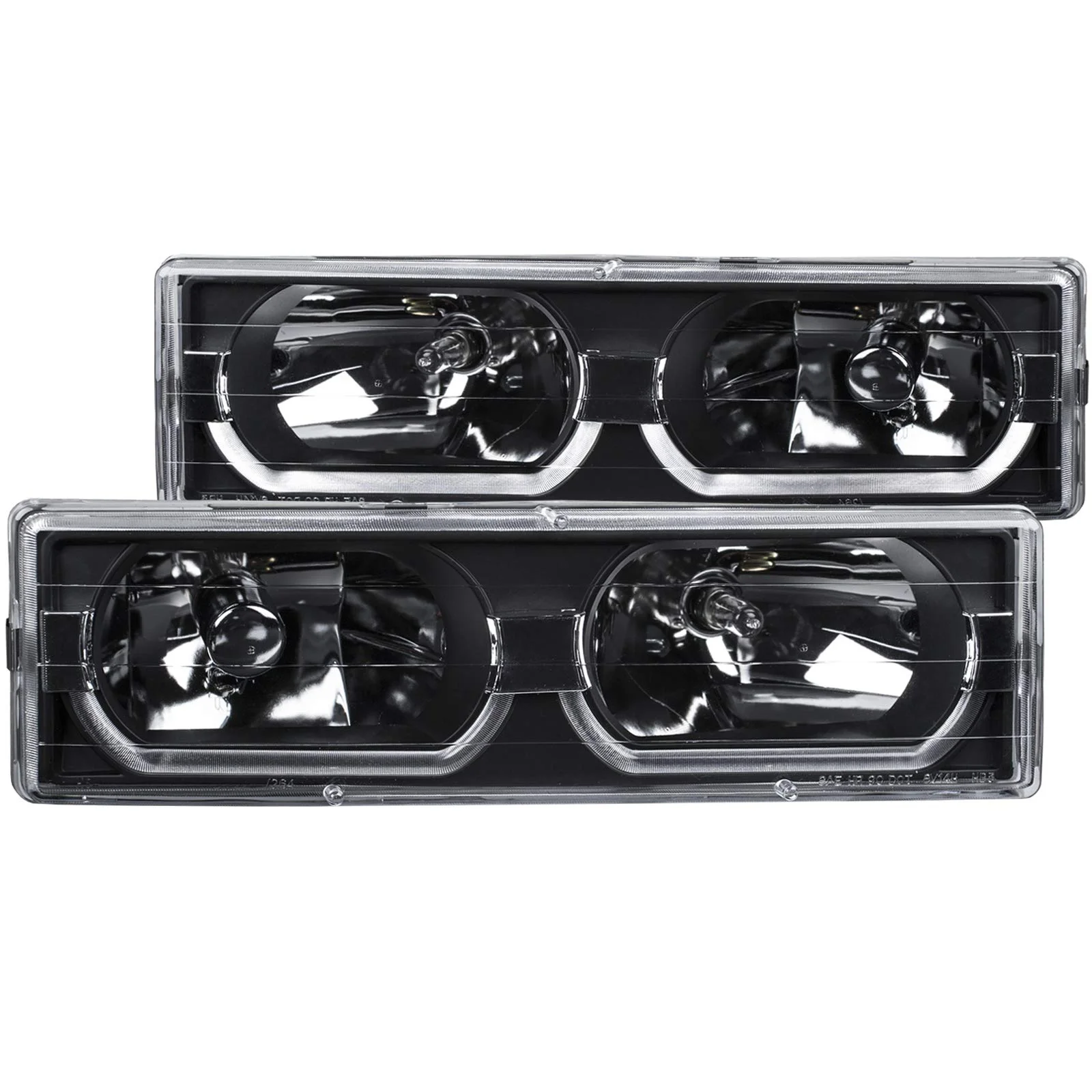 AnzoUSA 111299 Black/Clear Low-Brow SE33 Style Headlight for Chevrolet Full Size Truck