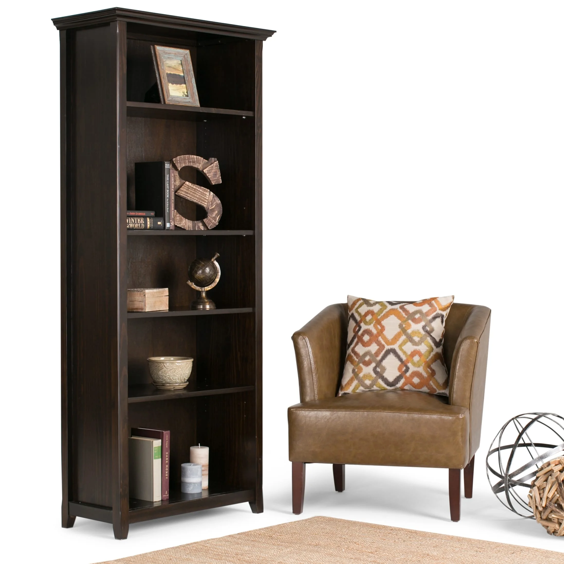 WyndenHall Halifax Solid Wood Transitional 5-shelf Bookcase - 30