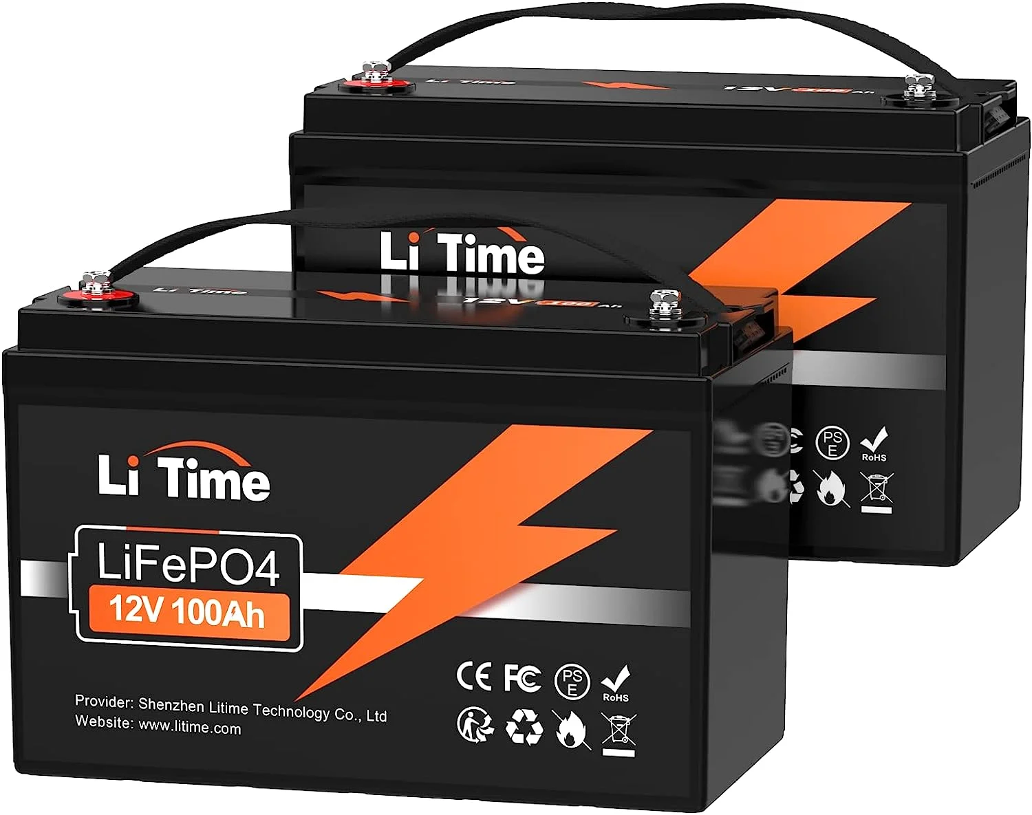 LiTime 2 Pack 12V 100Ah LiFePO4 Lithium Battery Group 31 Lithium Iron Battery for RV Camping Solar