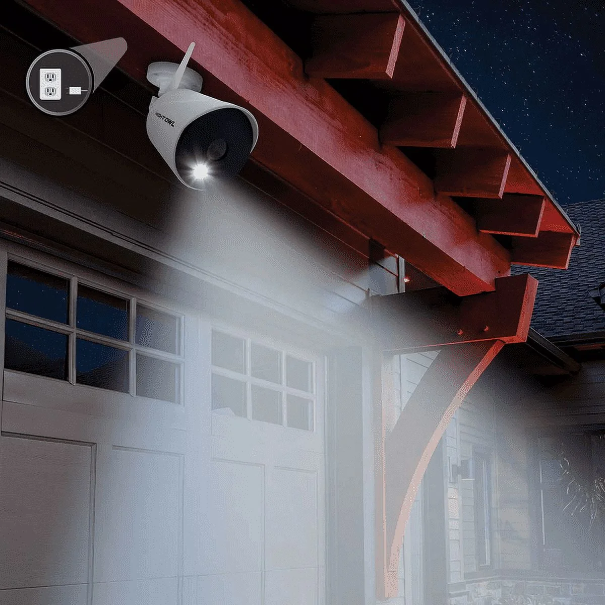 Night Owl Plug In Wireless 1080p Spotlight Cameras with 2-Way Audio and Audio Alerts and Sirens - 2 Pack - White