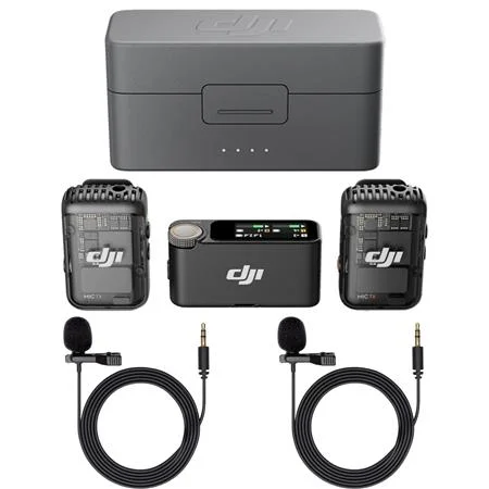 Mic 2 2.4GHz 2-Person Compact Digital Wireless Microphone System/Recorder with Charging Case Bundle with 2x Turnstile Condenser Lavalier Microphones