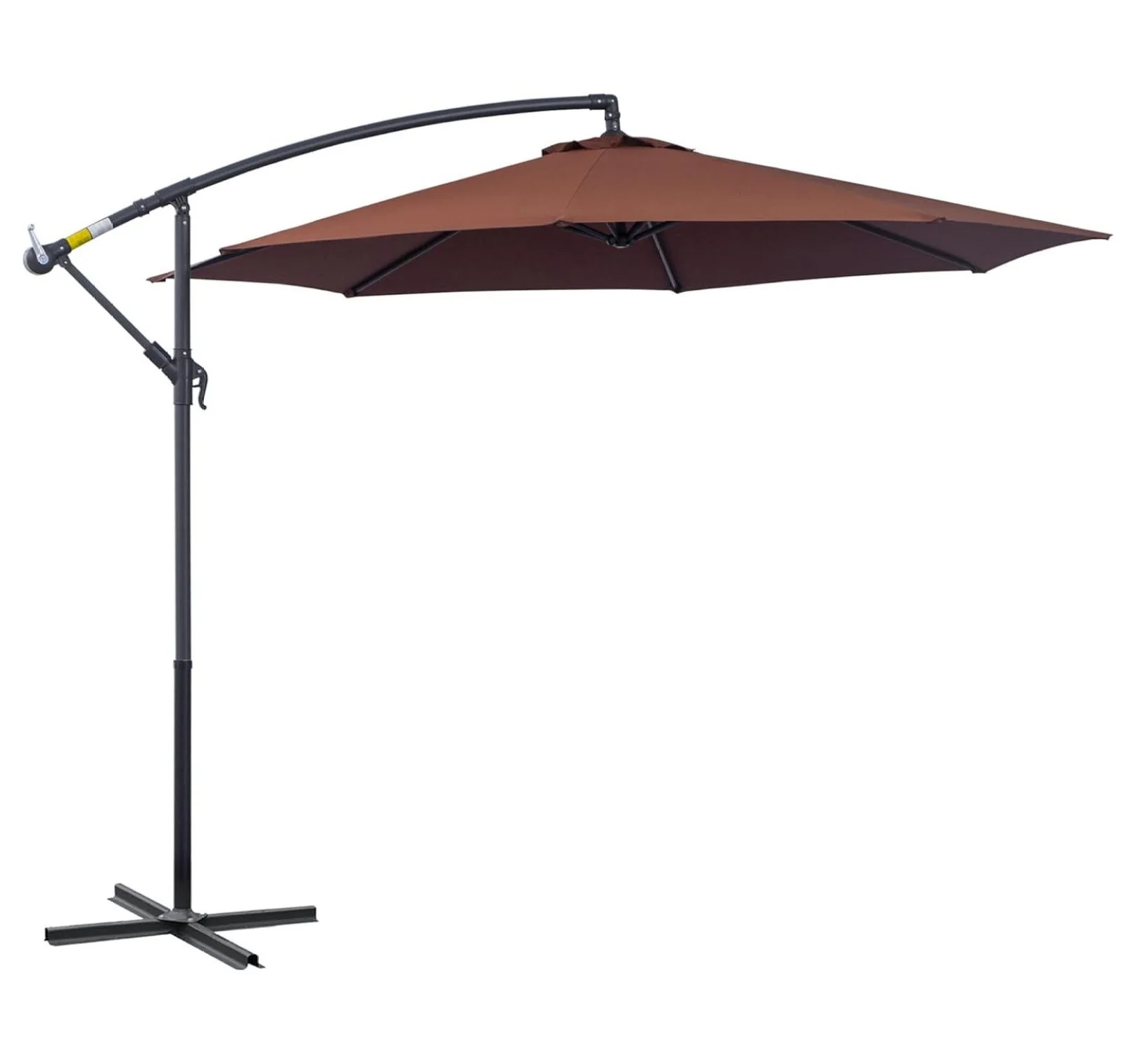ZHI-22 10' Cantilever Hanging Tilt Offset Patio Umbrella with UV & Water Fighting Material and a Sturdy Stand, Brown
