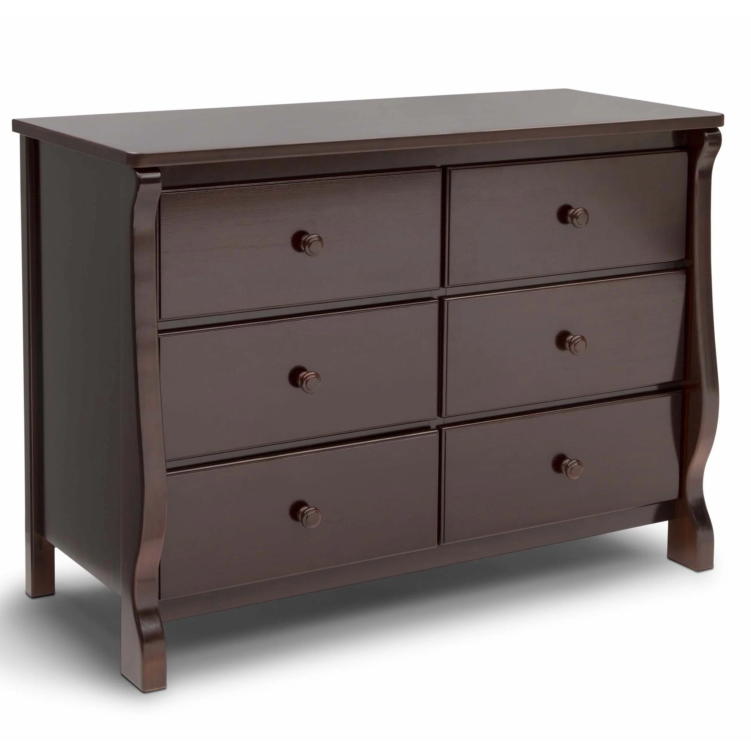 Delta Children Universal 6 Drawer Dresser with Interlocking Drawers - Greenguard Gold Certified, Dark Chocolate