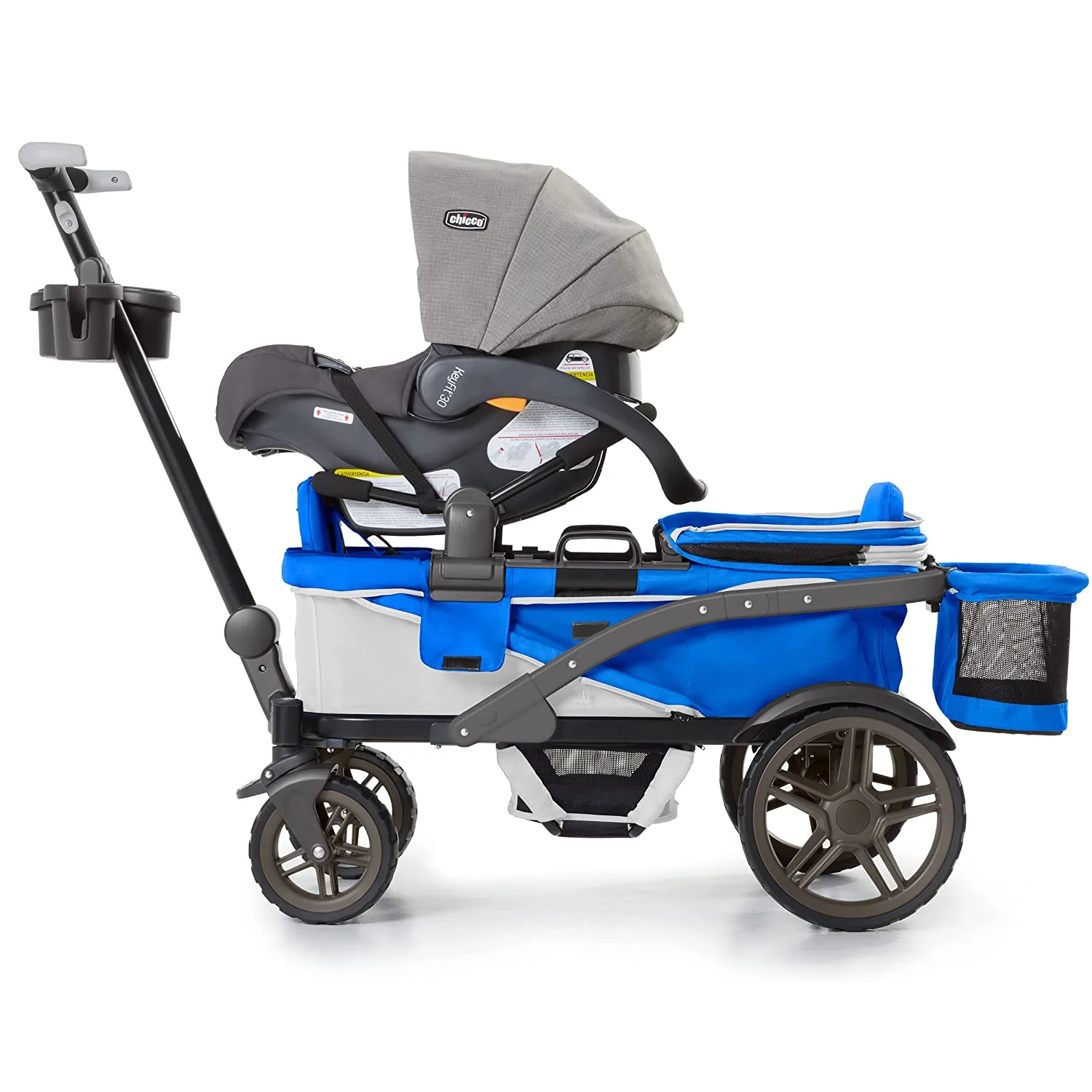 Gladly Family Anthem2 All-Terrain 2-Seater Wagon Stroller, Rugged Wheels, Removable Canopy, Foldable, Electric Silver