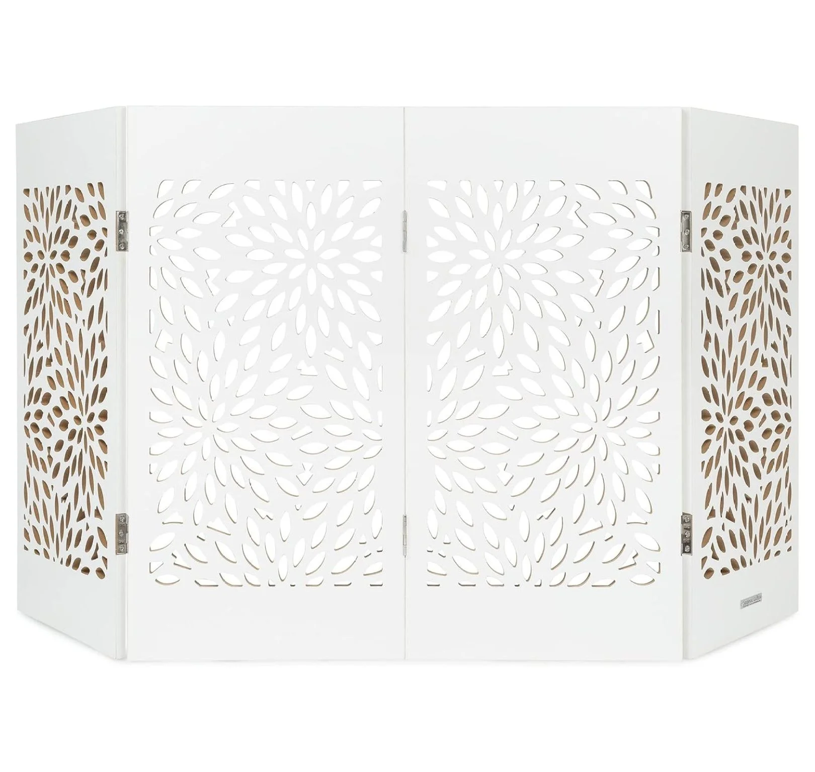 Jadona Decorative Freestanding Pet Gate Expandable Indoor Barrier for Small to Medium Pets - White Starburst