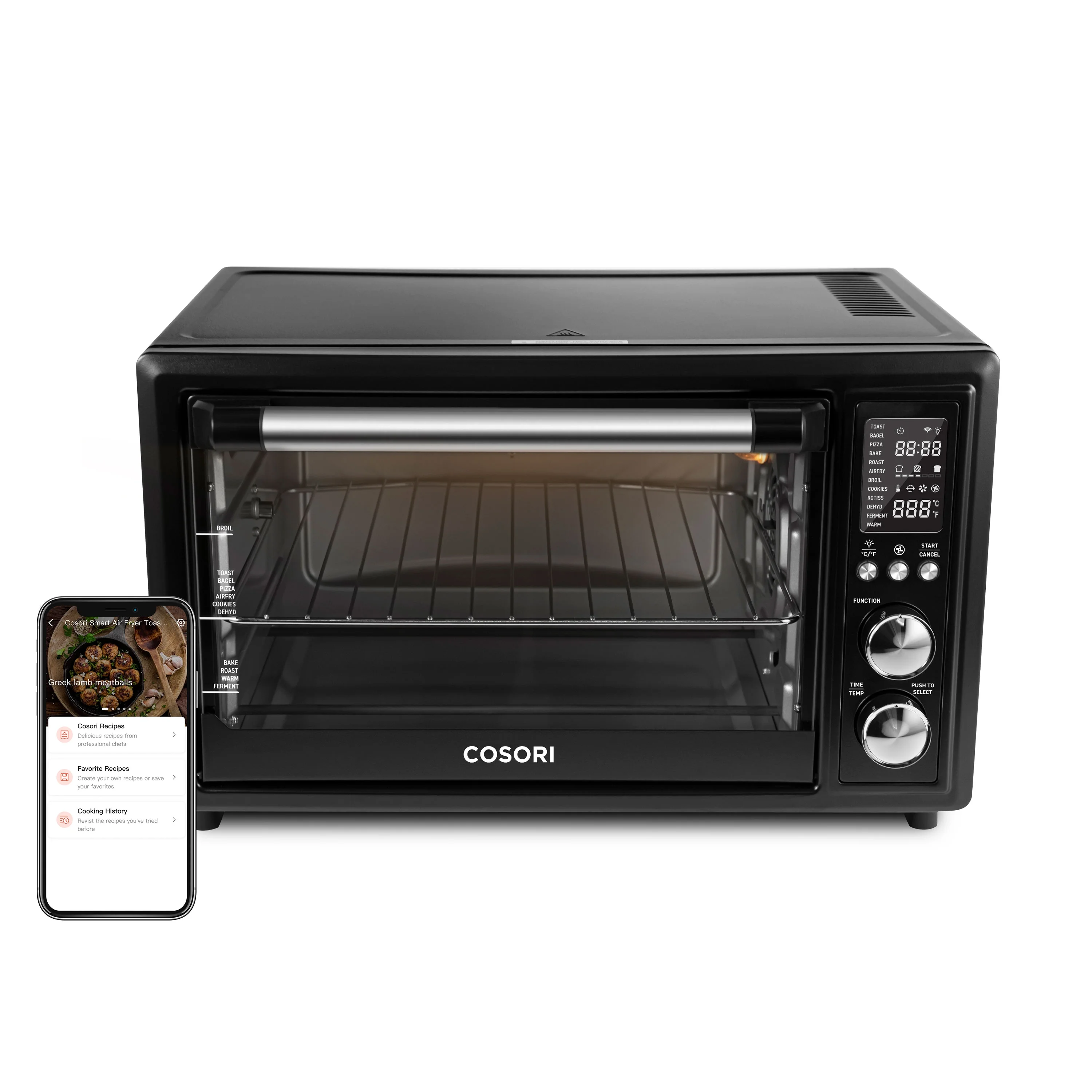 COSORI Smart Air Fryer Toaster Oven, Large 32-Quart, Stainless Steel, Walmart Exclusive Bonus, Black,CS130-AO-RXB