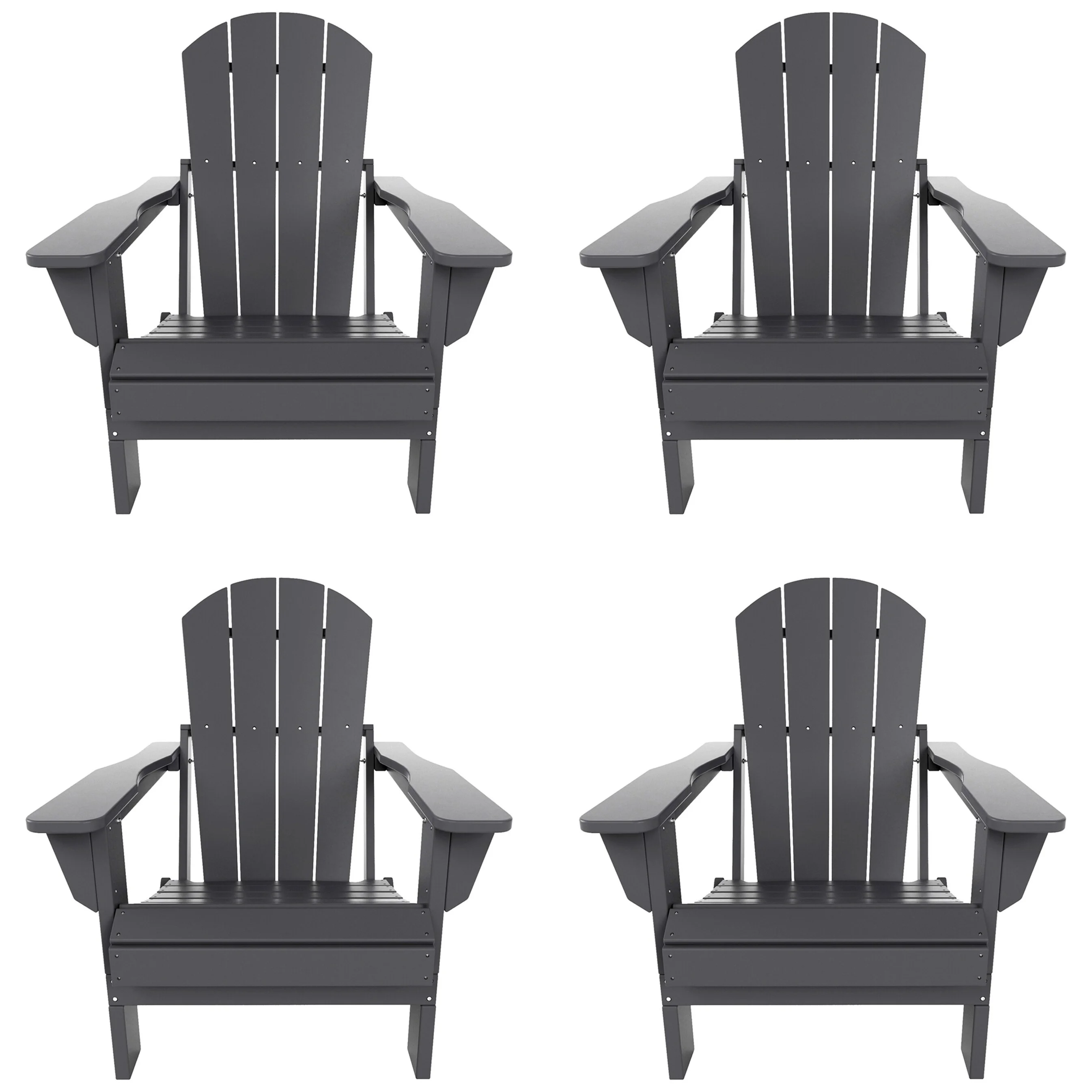 Polytrends Laguna All Weather Poly Outdoor Adirondack Chair - Foldable (Set of 4) Gray