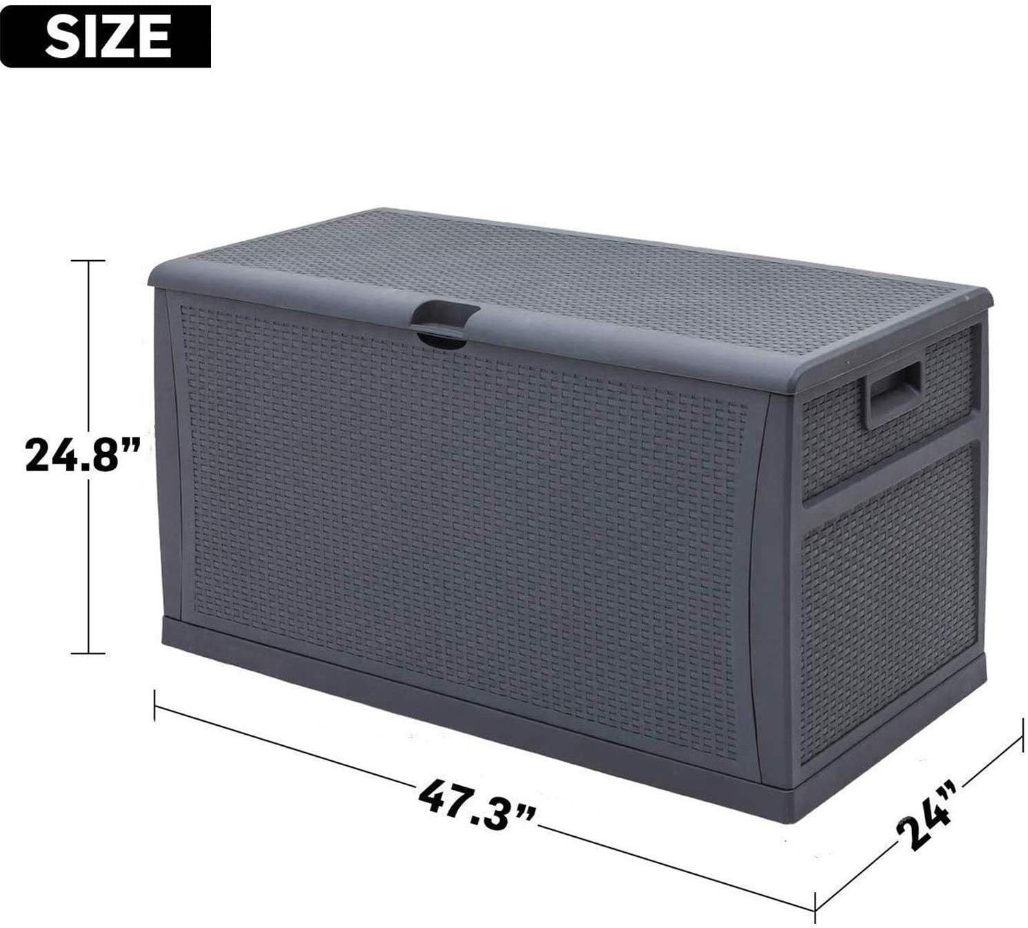 SUNCROWN Outdoor Storage Deck Box 120 Gallon Gray Wicker Pattern Container Cabinet Garden Patio Furniture