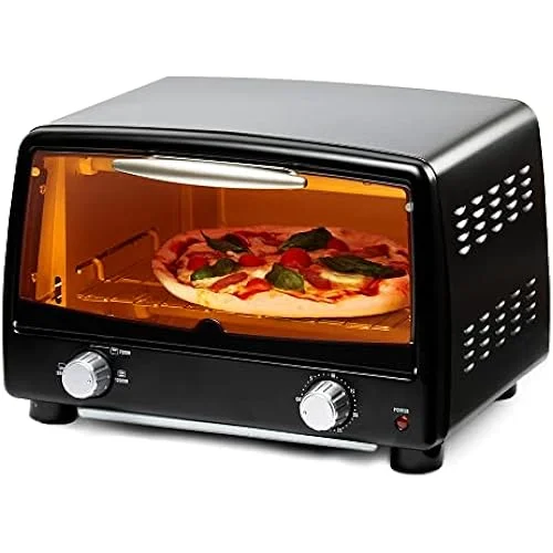 Iris Ohyama POT-412R-B Toaster, 4 pieces, high heat power, 30 minute timer function, oven toaster, black