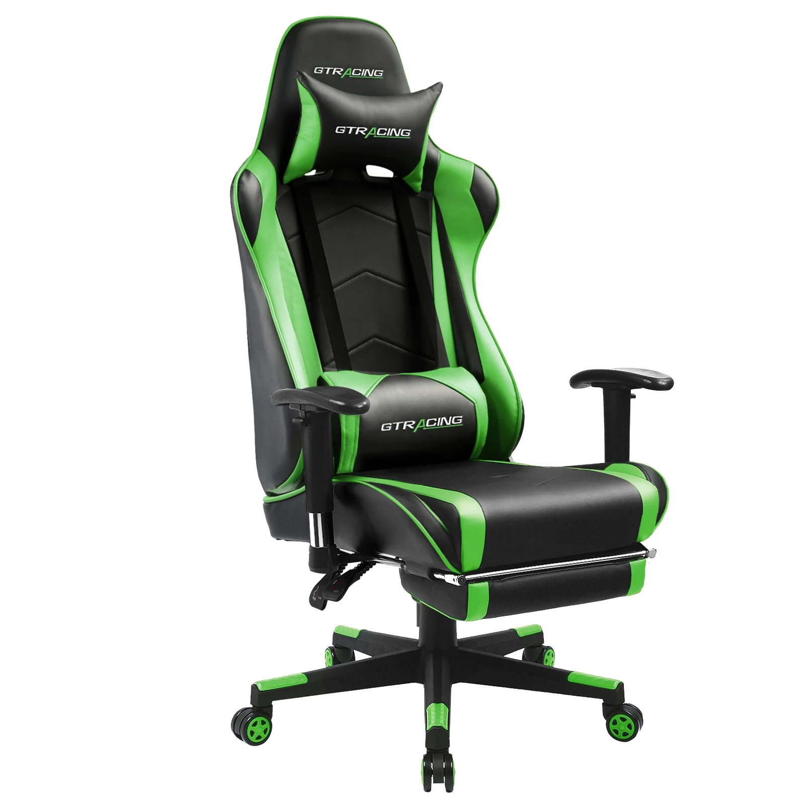 GTRACING Gaming Chair Office Chair PU Leather with Adjustable Headrest and Lumbar Pillow, Green