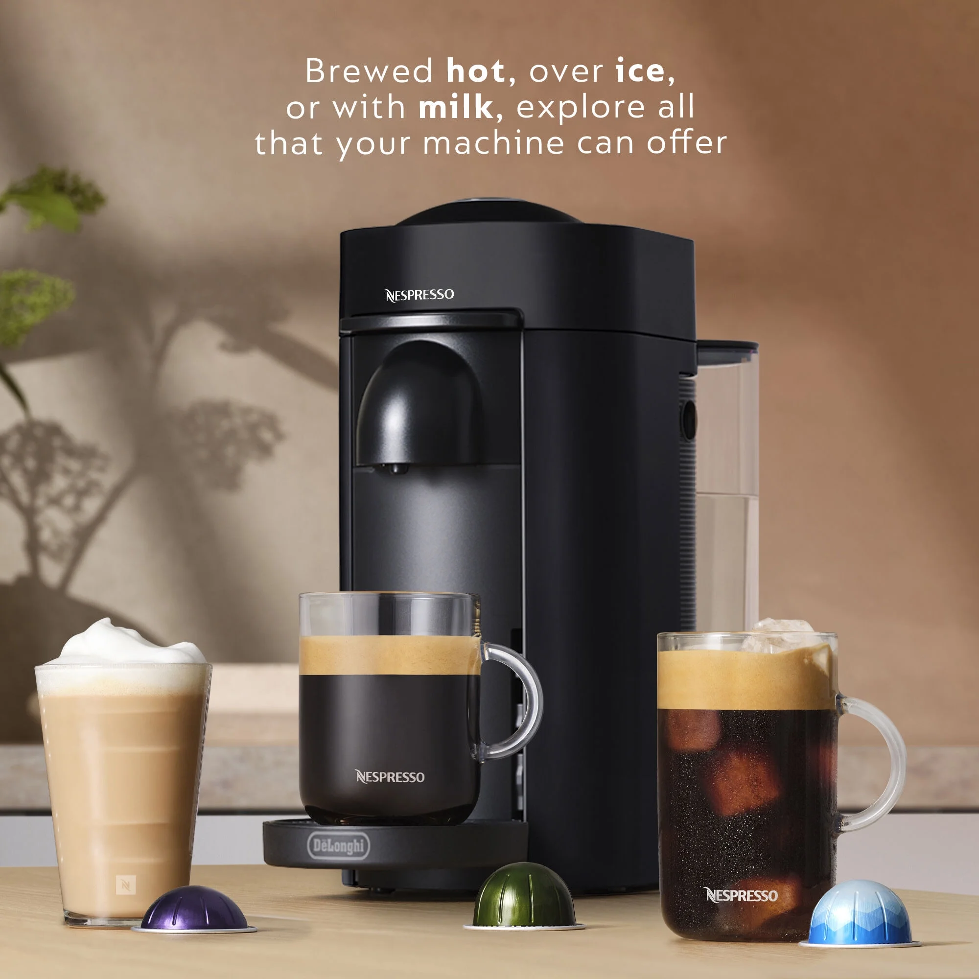 Nespresso by De'Longhi New Vertuo Plus Coffee and Espresso Machine with Aeroccino, Limited Edition, Black Matte, Single-Serve Brewers