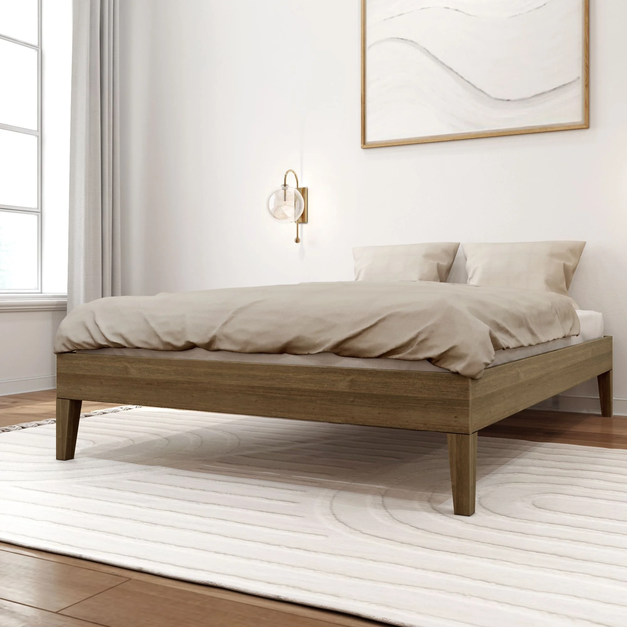 Plank+Beam Full Size Bed Frame, Solid Wood Adults Platform Bed, No Box Spring Needed