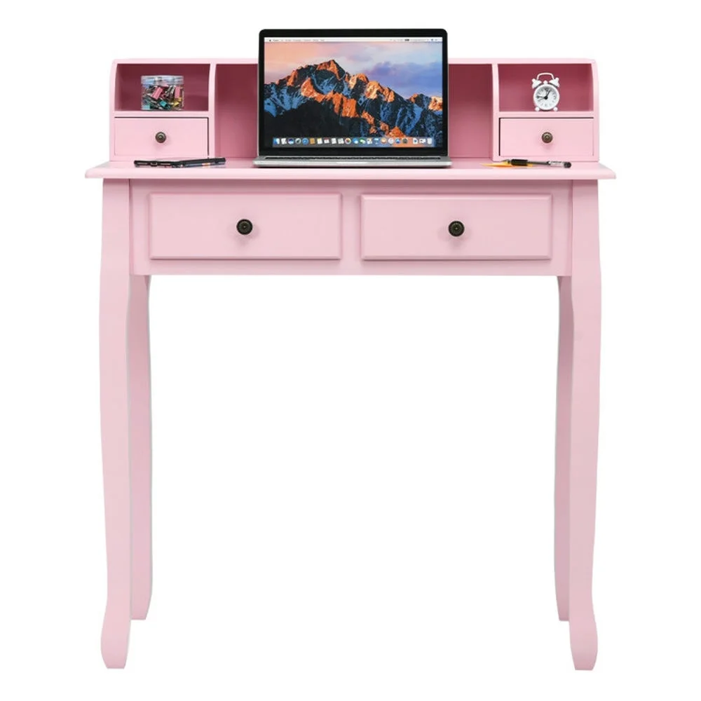 Yardi Yard Removable Floating Organizer 2-Tier Mission Home Computer Vanity Desk-Pink, Computer Desk, Gaming Computer Desks for Study,Working,Writing