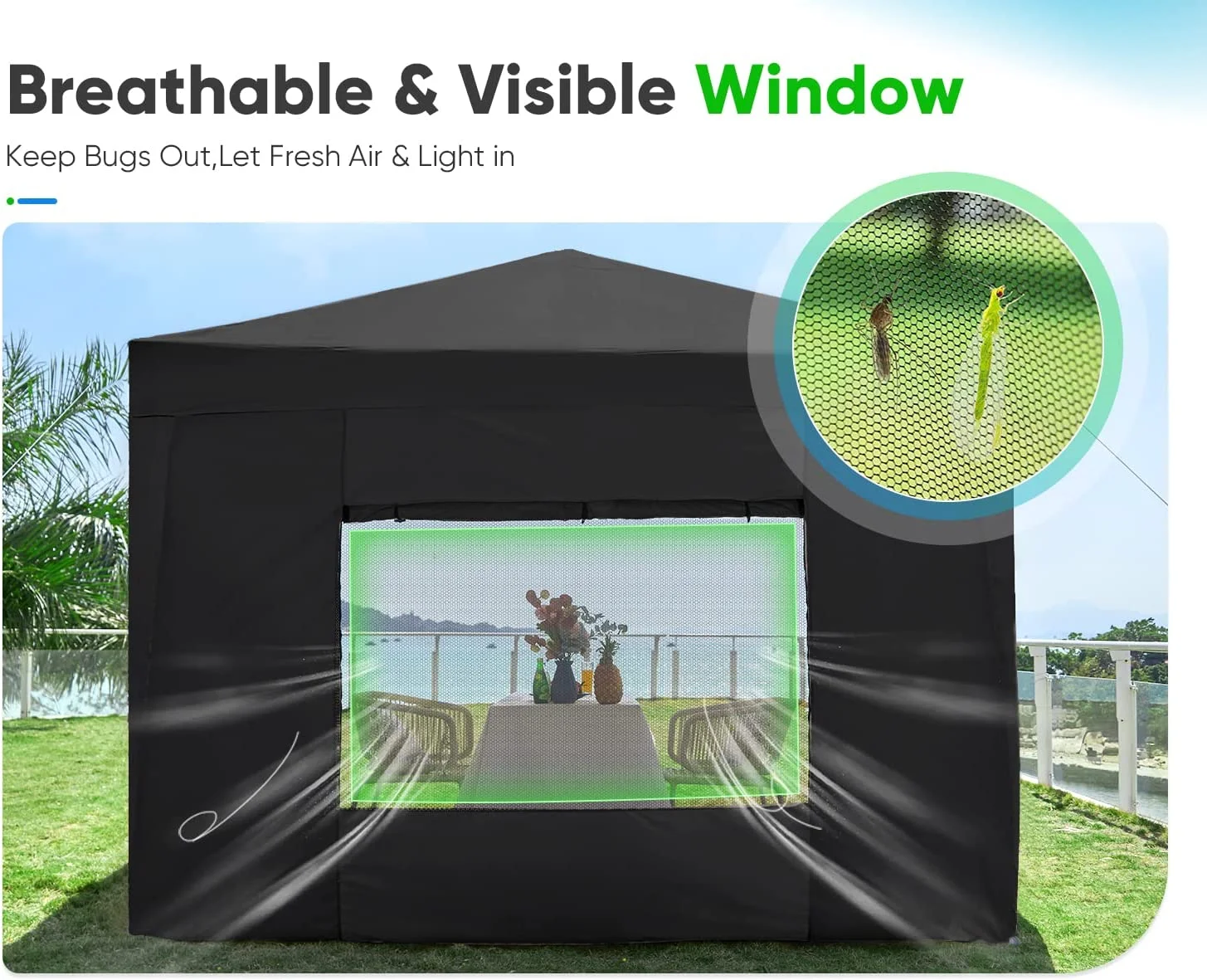 Quictent Privacy 8'x8’Pop up Canopy Tent with Sidewalls Enclosed Instant Gazebo Shelter Waterproof (Black)