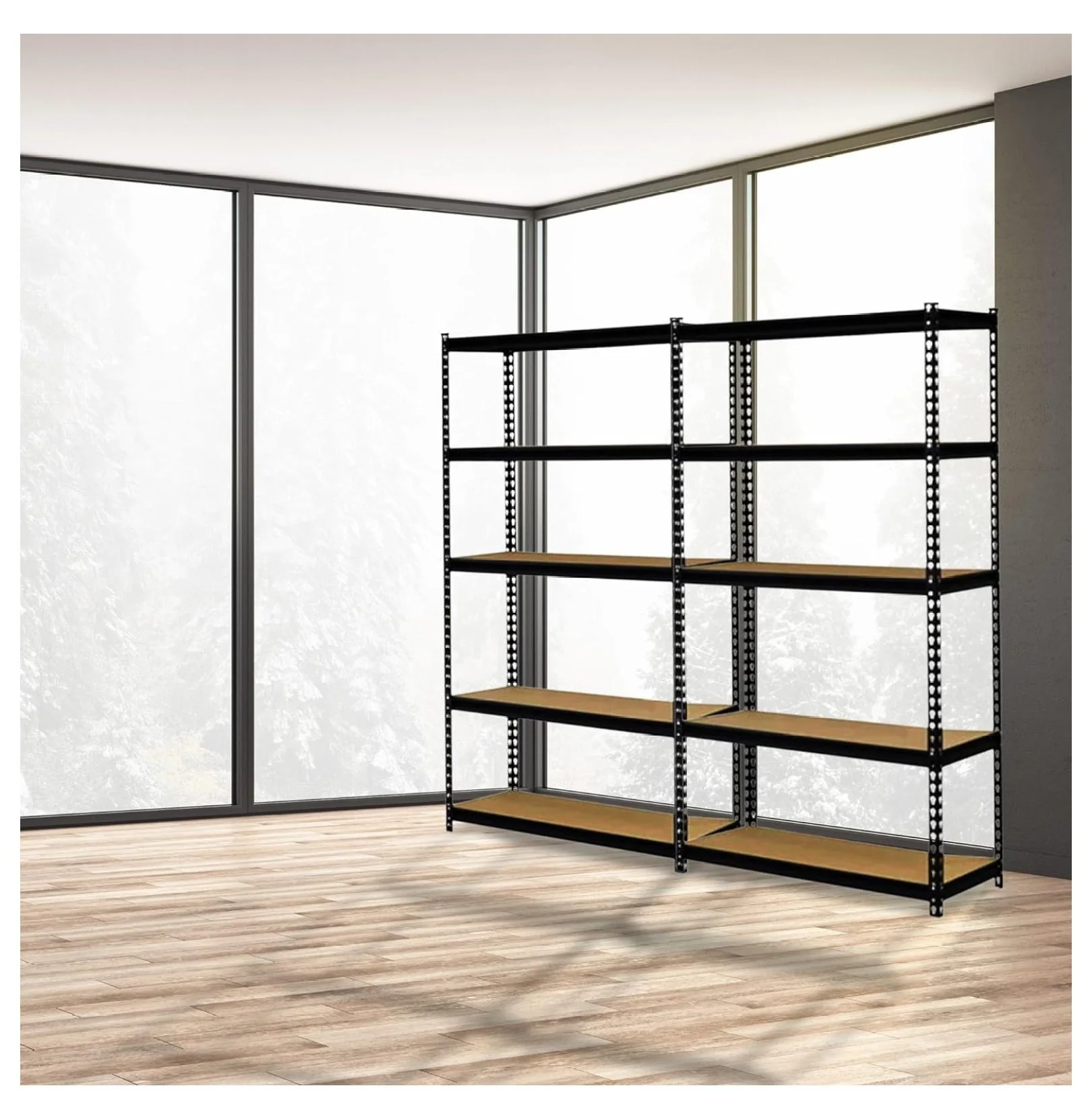Indoor Outdoor 72 Inch 5 Tier Steel Utility Shelving Unit with Adjustable Shelves for Warehouse, Laundry Room, and Garage, Black