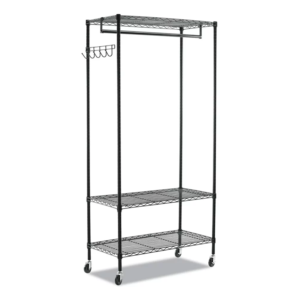 Alera ALEGR364818BL 48 in. W x 18 in. D x 75 in. H 40 Garments Wire Shelving Garment Rack - Black