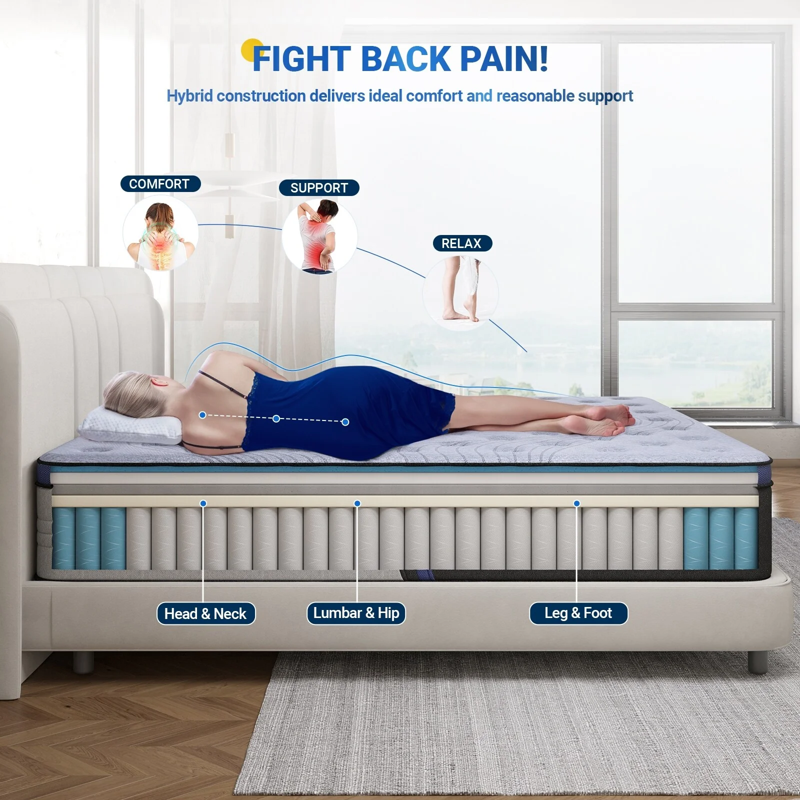 Avenco Hybrid Mattress 10 Inch Medium Firm Mattress in a Box, Pocket Innerspring for Motion Isolation King