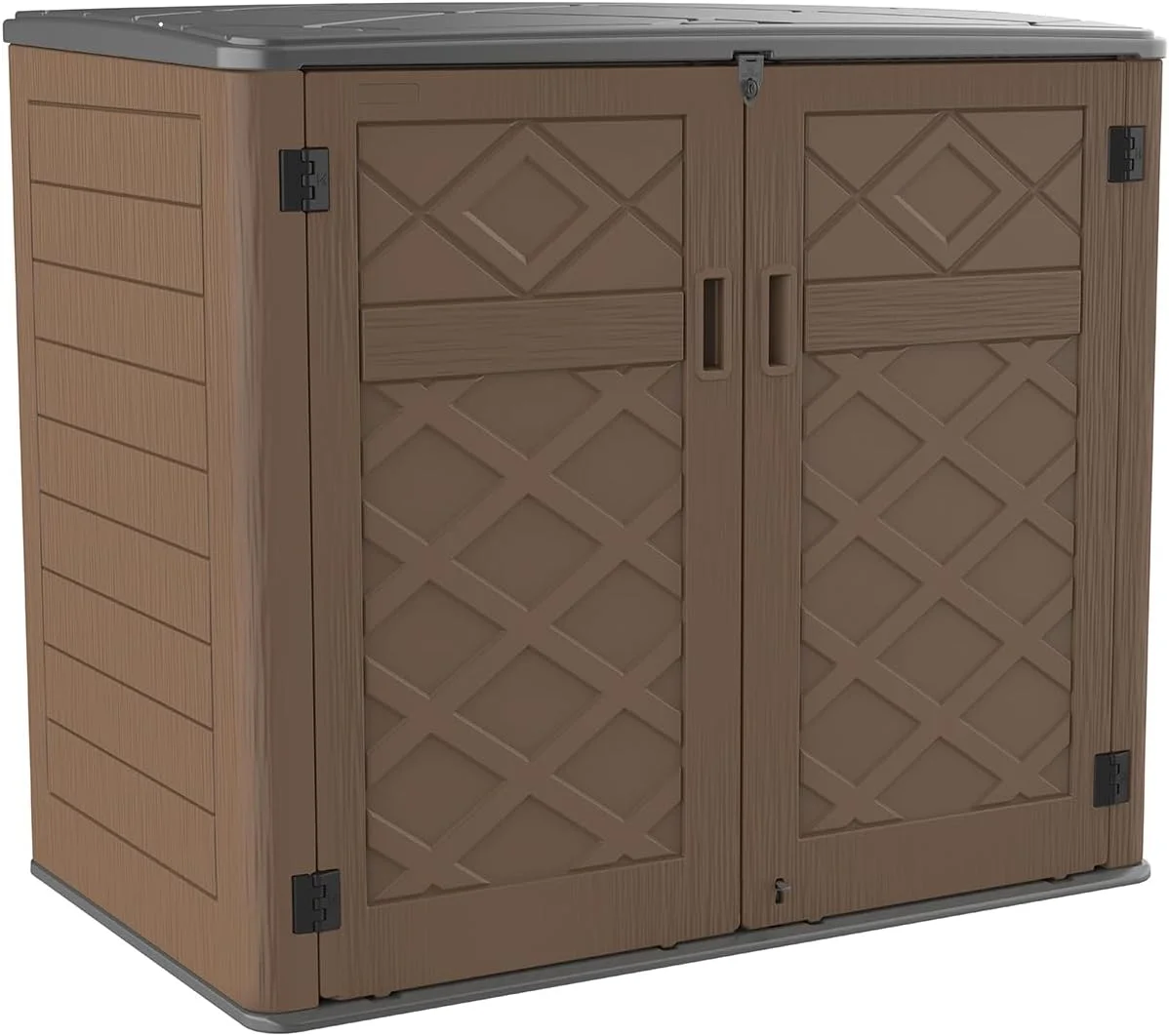 Horti Cubic 50 Cu. Ft. Horizontal Outdoor Storage Shed, HDPE Patio Storage Cabinet with Shelf Support,Outdoor Storage Shed, Brown