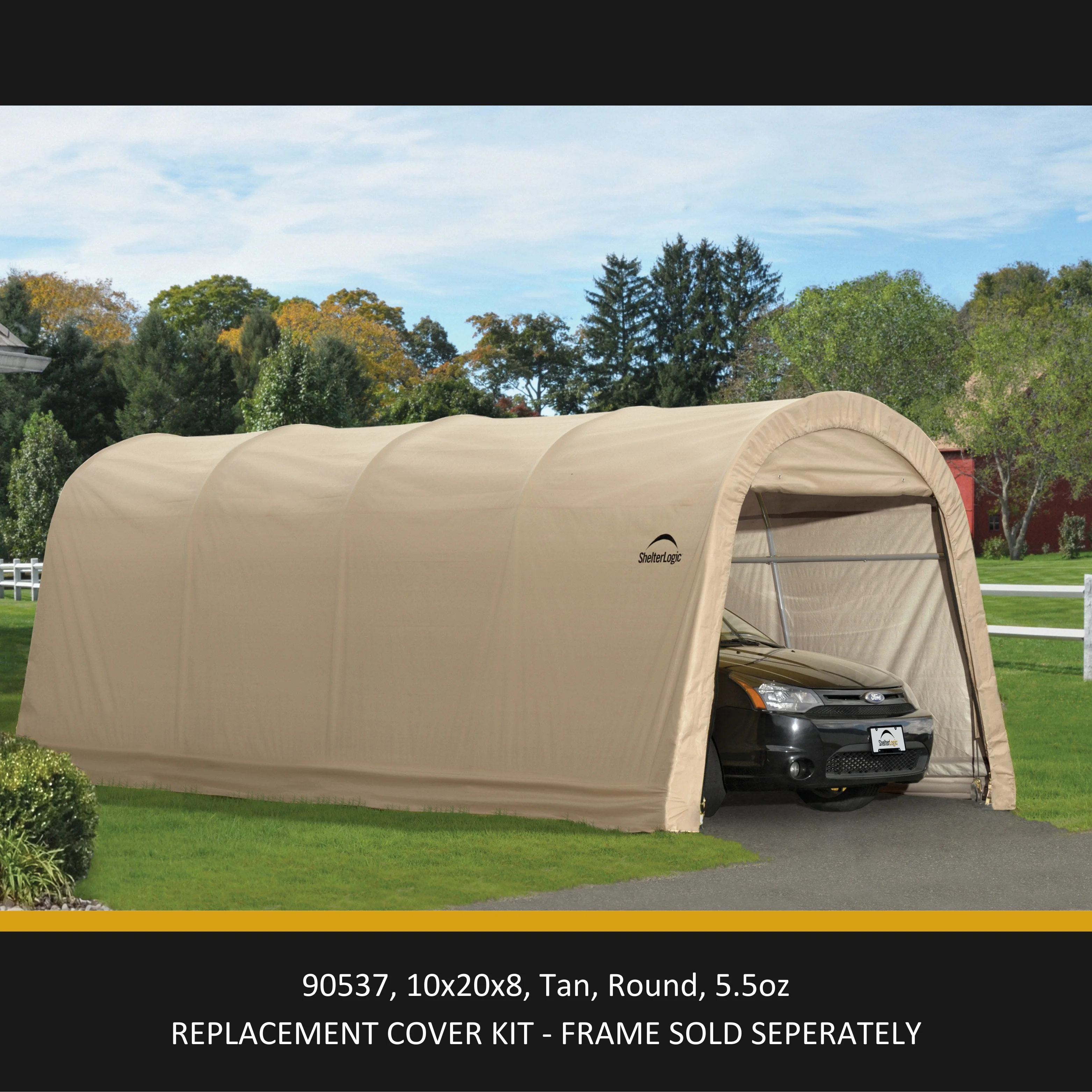 Replacement Cover Kit 90537 - AutoShelter RoundTop 10'x20'x8', 5.5oz, Sandstone (Frame Sold Separately)
