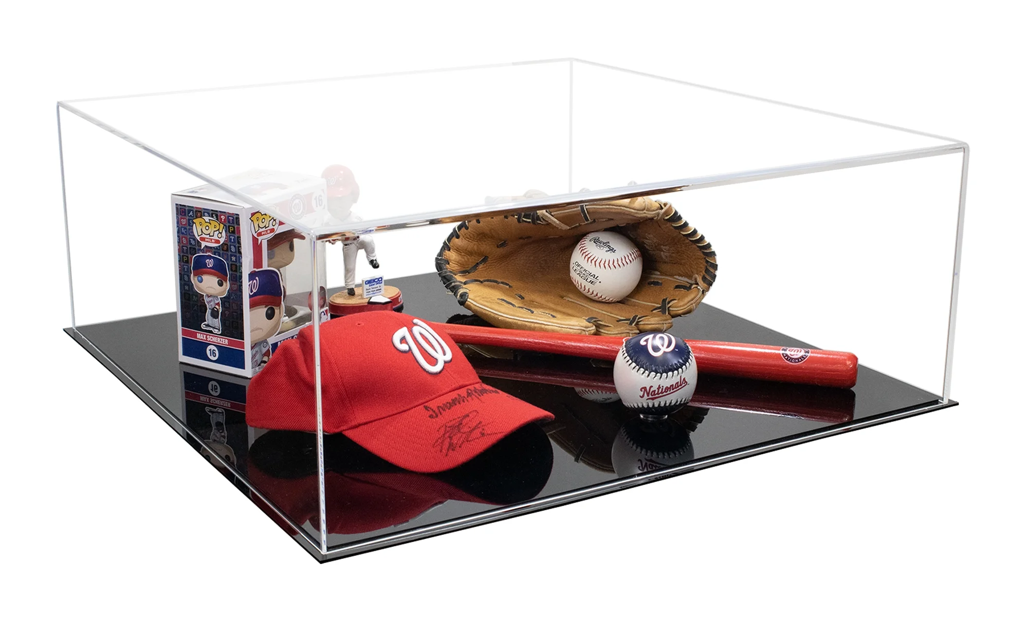 Better Display Cases Clear Acrylic Large Versatile Display Case with Black Base - 23.675” L x 23.675” D x 9” H (A128)