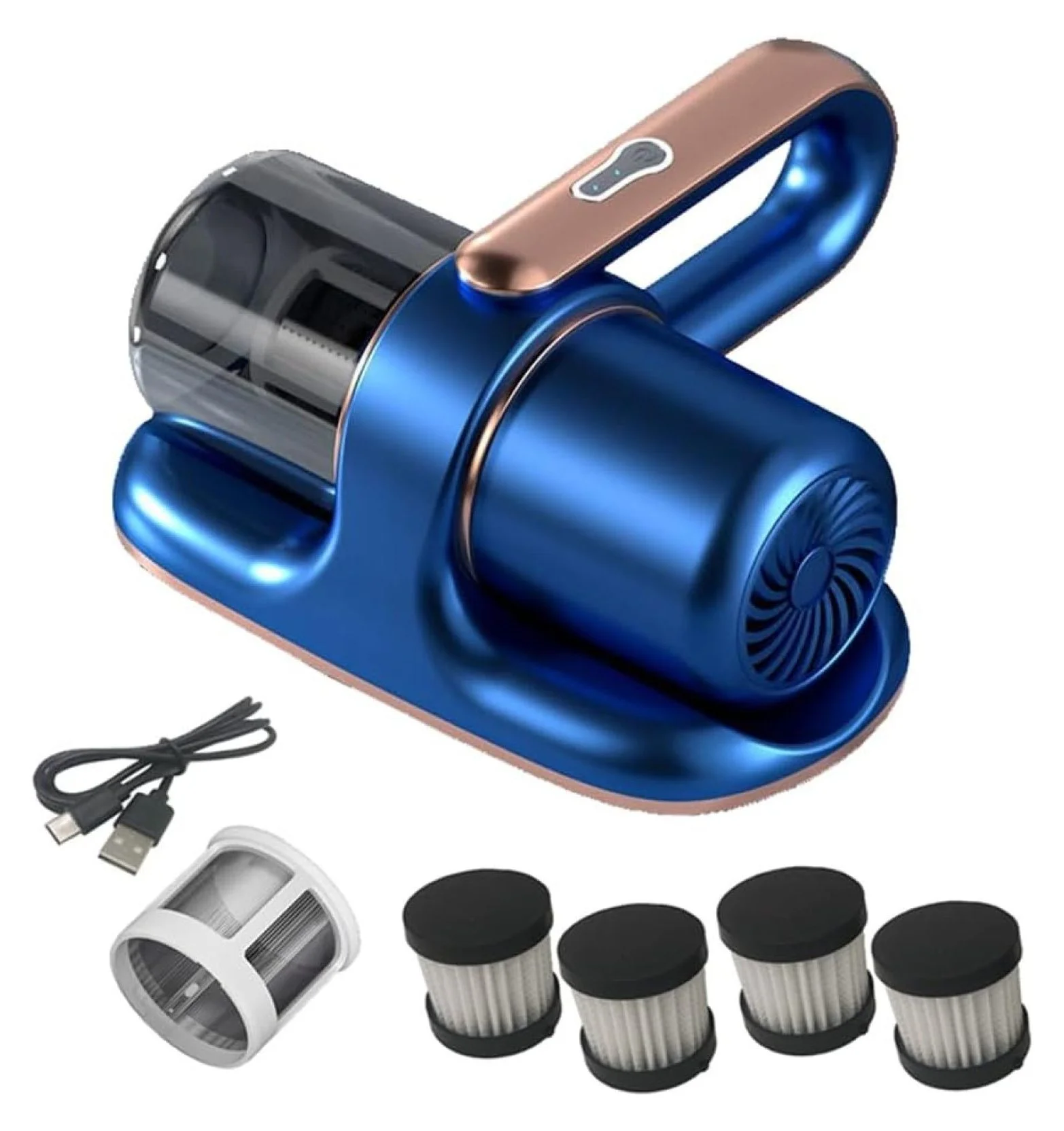 Handheld Mattress Vacuum Cleaner, Cordless Handheld Bed Vacuum Cleaner with Hepa, Effectively Clean Up Bed Sheet Pillow Couch (Blue)