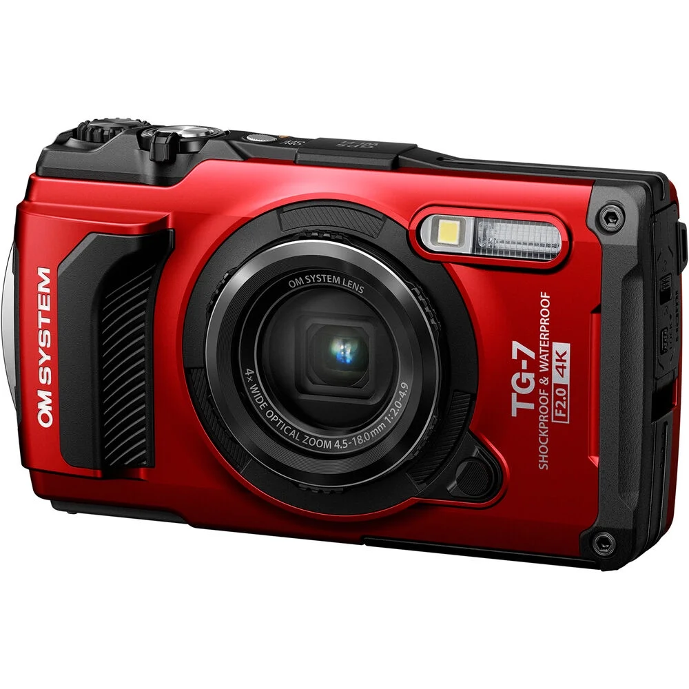 Olympus OM SYSTEM Tough TG-7 Digital Camera (Red) + Spider Tripod + Case+ 1 Yr Warranty