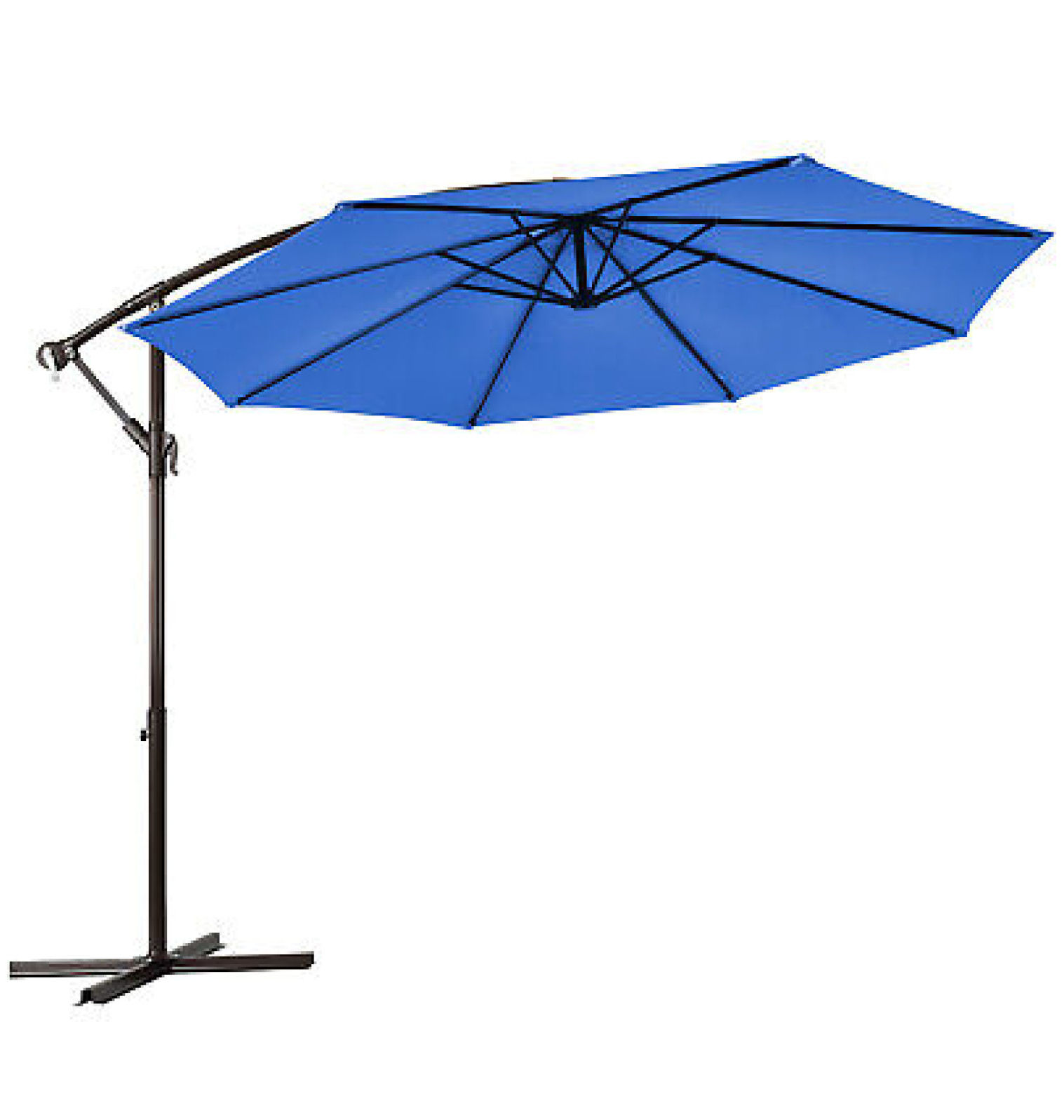 FENG20 10FT Patio Offset Hanging Umbrella Easy Tilt Adjustment 8 Ribs Backyard Blue