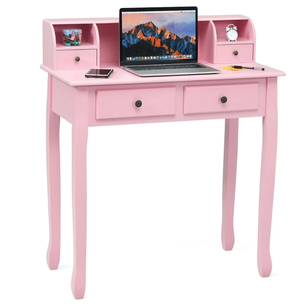 Yardi Yard Removable Floating Organizer 2-Tier Mission Home Computer Vanity Desk-Pink, Computer Desk, Gaming Computer Desks for Study,Working,Writing