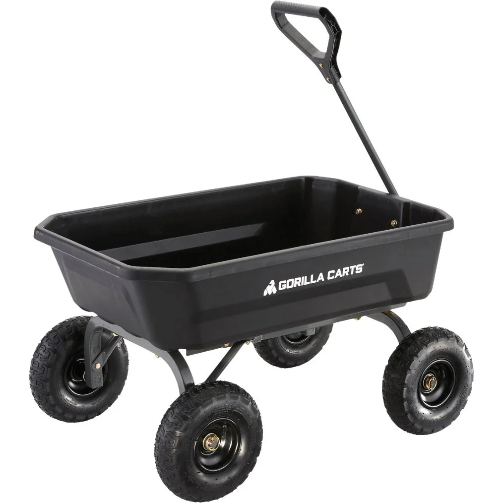 Gorilla Carts 4 cu. ft. Poly Dumping Garden Cart, 600 lbs. Capacity, 35 in. x 22 in. Bed, 10 in. Tires