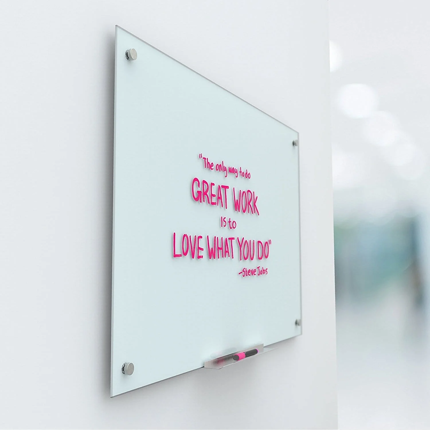 U Brands Magnetic Glass Dry Erase Board White Frosted Surface Frameless 47