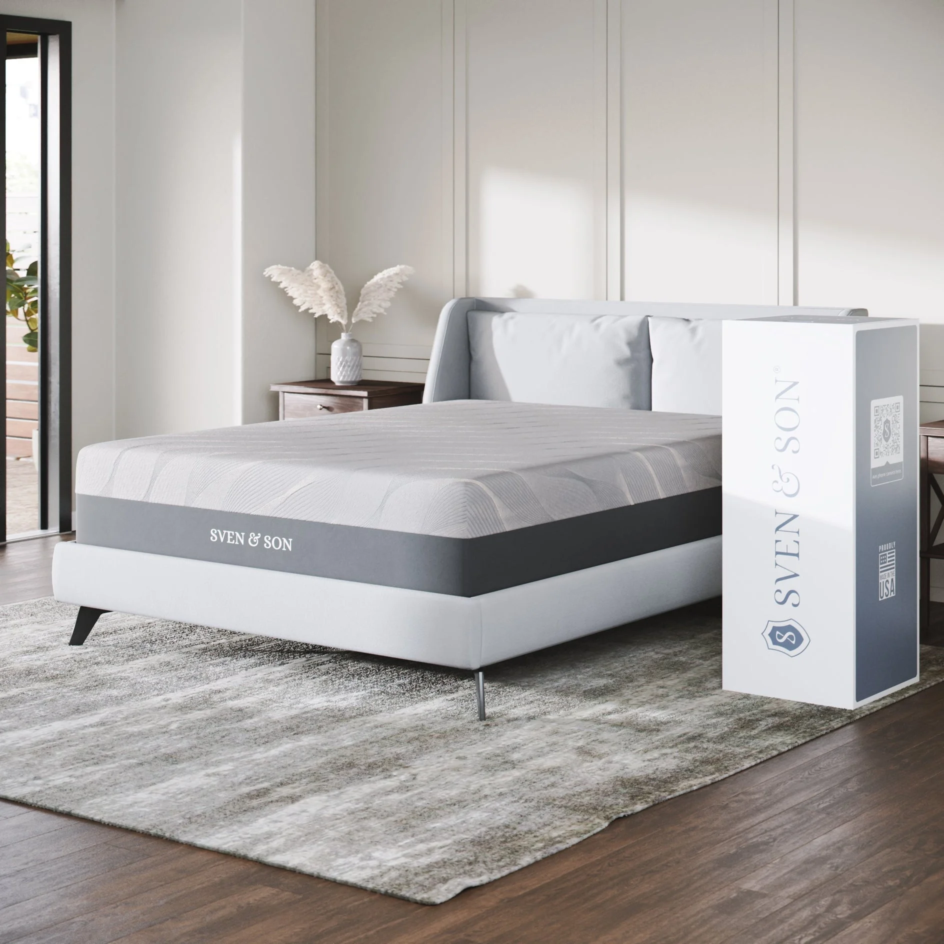 Sven & Son Luxury Cool Gel Memory Foam Mattress, Premium Bed-in-a-Box, CertiPUR-US, Made in the USA, 10 inch Firm - Queen