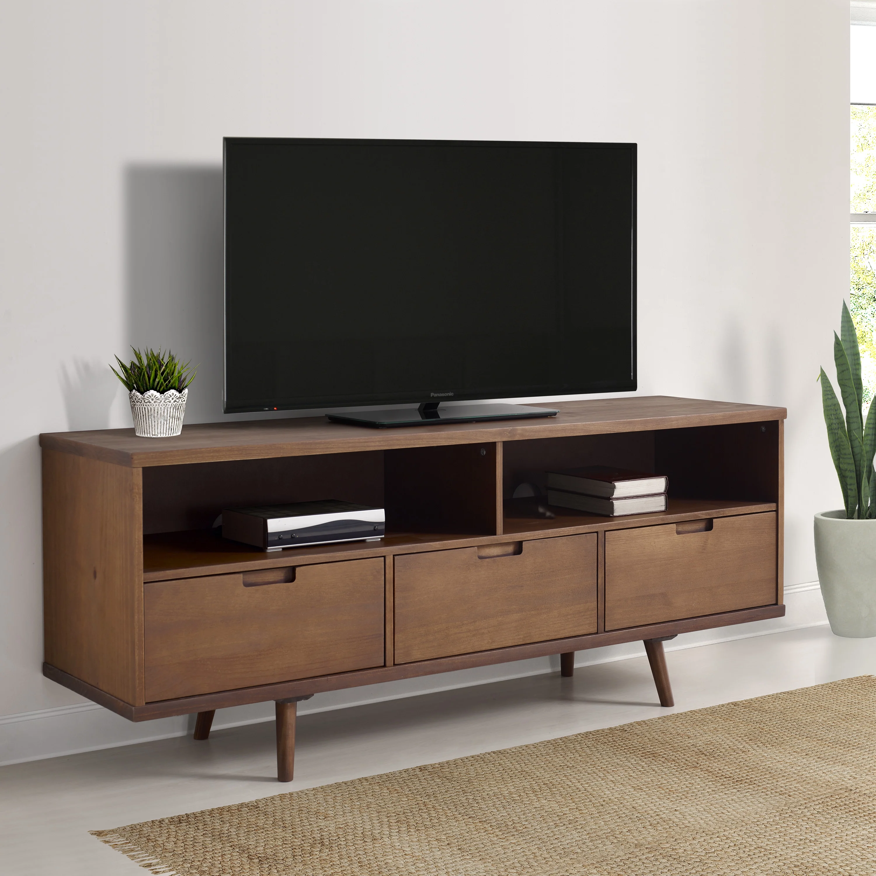GeeHome Mid-Century Modern Solid Wood 3-Drawer 58