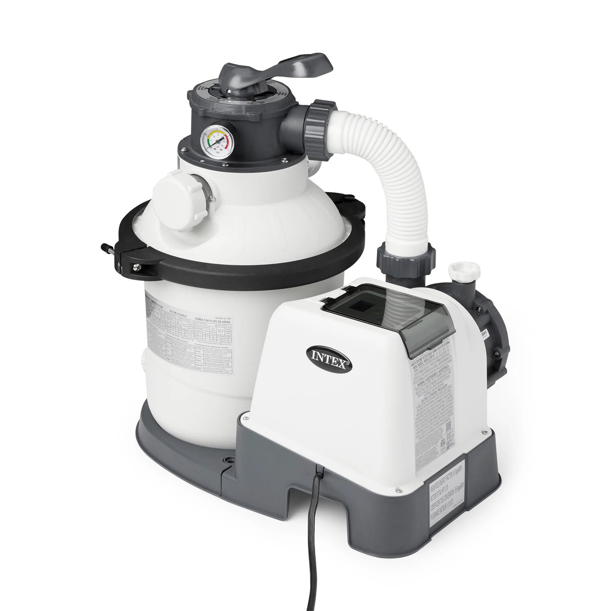 Intex10 inch Krystal Clear Sand Filter Pool Pump, 1500 Gph Motor 1200 GPH System Flow Rate with GFCI, 110-120 V