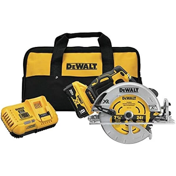ZHOUJIA 20V MAX XR Circular Saw, 7-1/4-Inch, Brushless, Power Detect Tool Technology, Battery and Charger Included (DCS574W1)