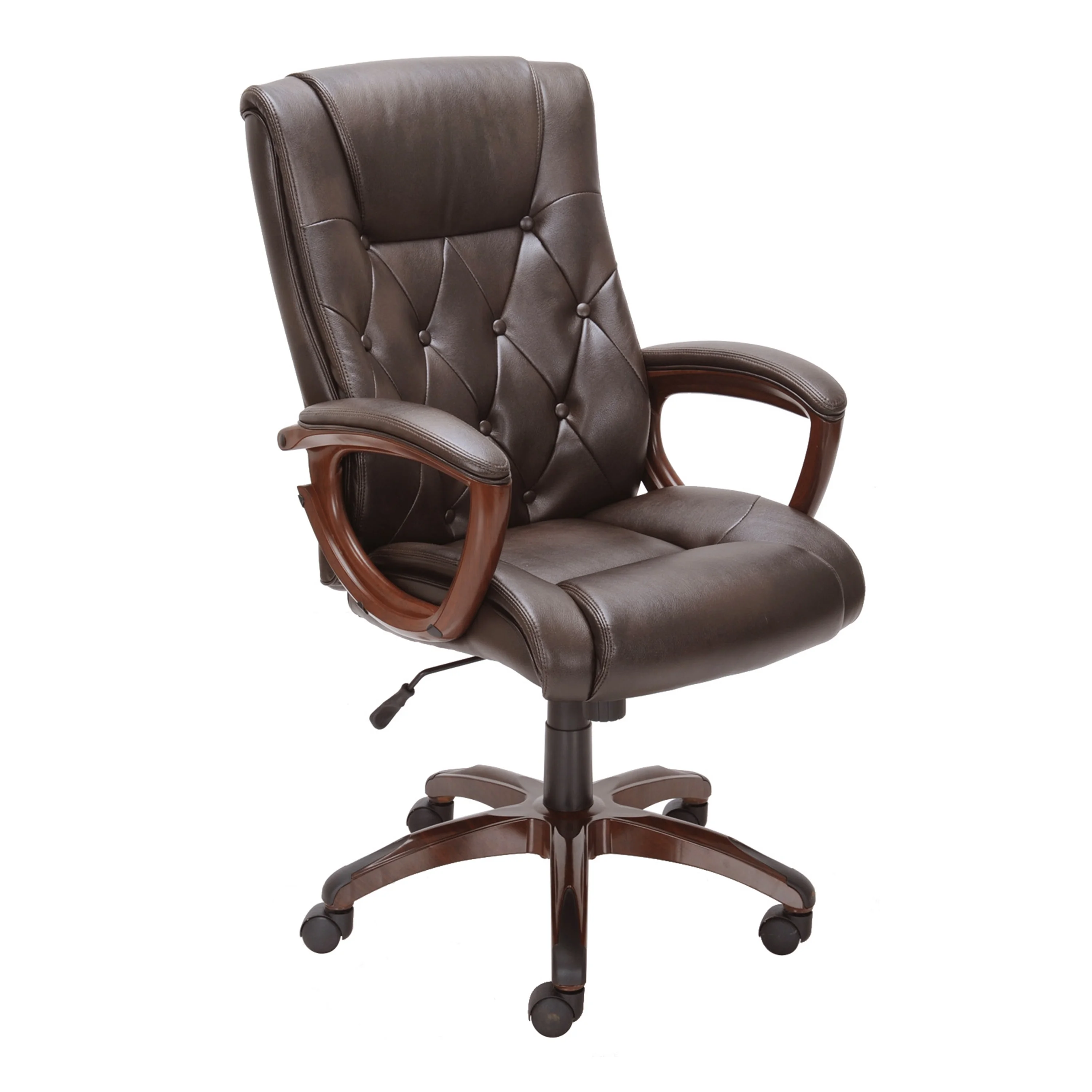Better Homes and Gardens Executive, Mid-Back Manager's Office Chair with Arms, Brown Bonded Leather