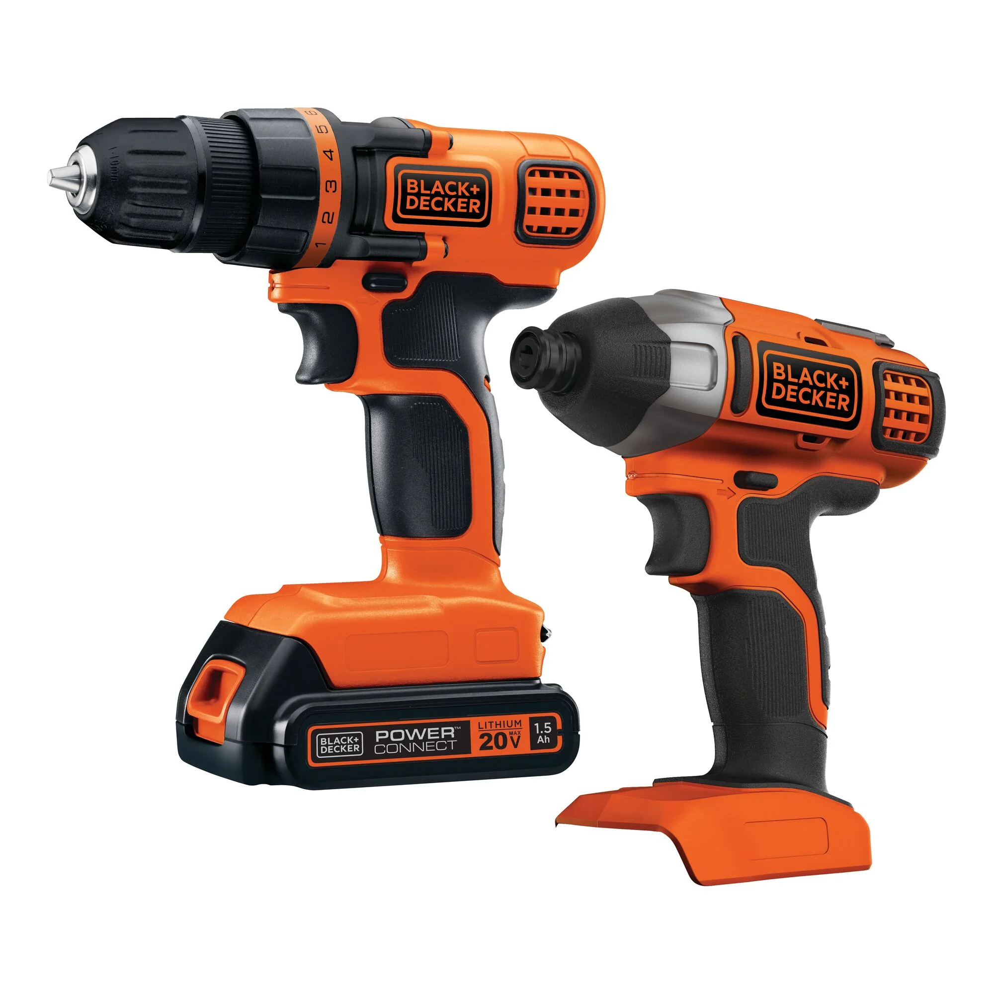 BLACK+DECKER 20-Volt MAX* 1.5 Ah Cordless Lithium-Ion Drill And Impact Driver Combo Kit, BD2KITCDDI