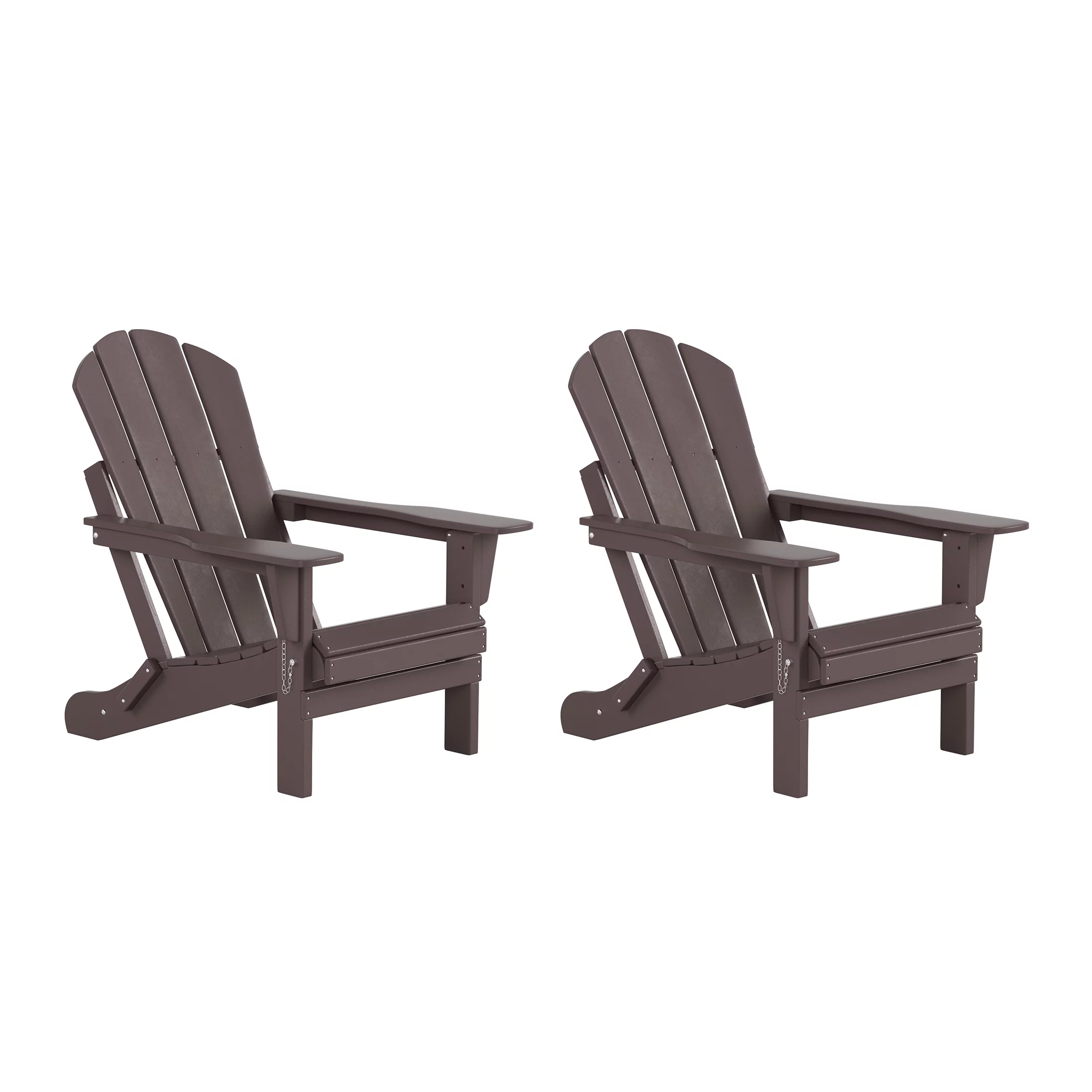 Westintrends 2 Pcs Outdoor Folding HDPE Adirondack Patio Chairs, Weather Resistant, Dark Brown