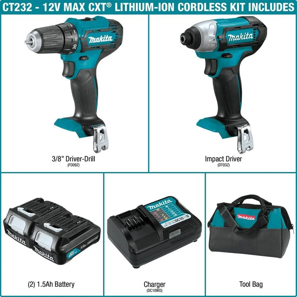 12V max CXT 1.5 Ah Lithium-Ion Cordless Drill Driver and Impact Driver Combo Kit (2-Piece)